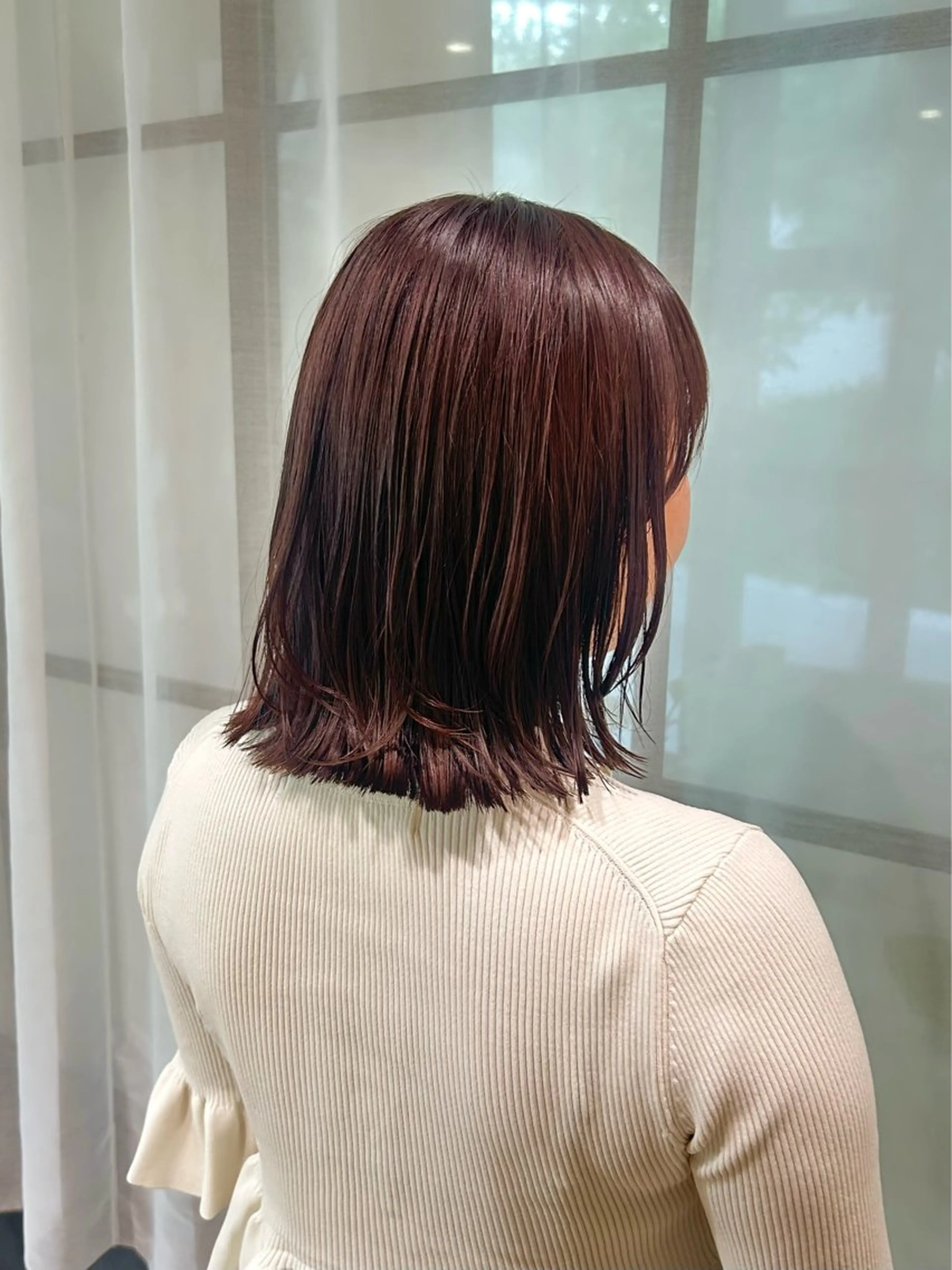 ミディアム カラー ブラウンカラー オレンジ オレンジブラウン レイヤーカット カット ヘアカラー ボブレイヤー/ パーマ/miyuuのヘアスタイル