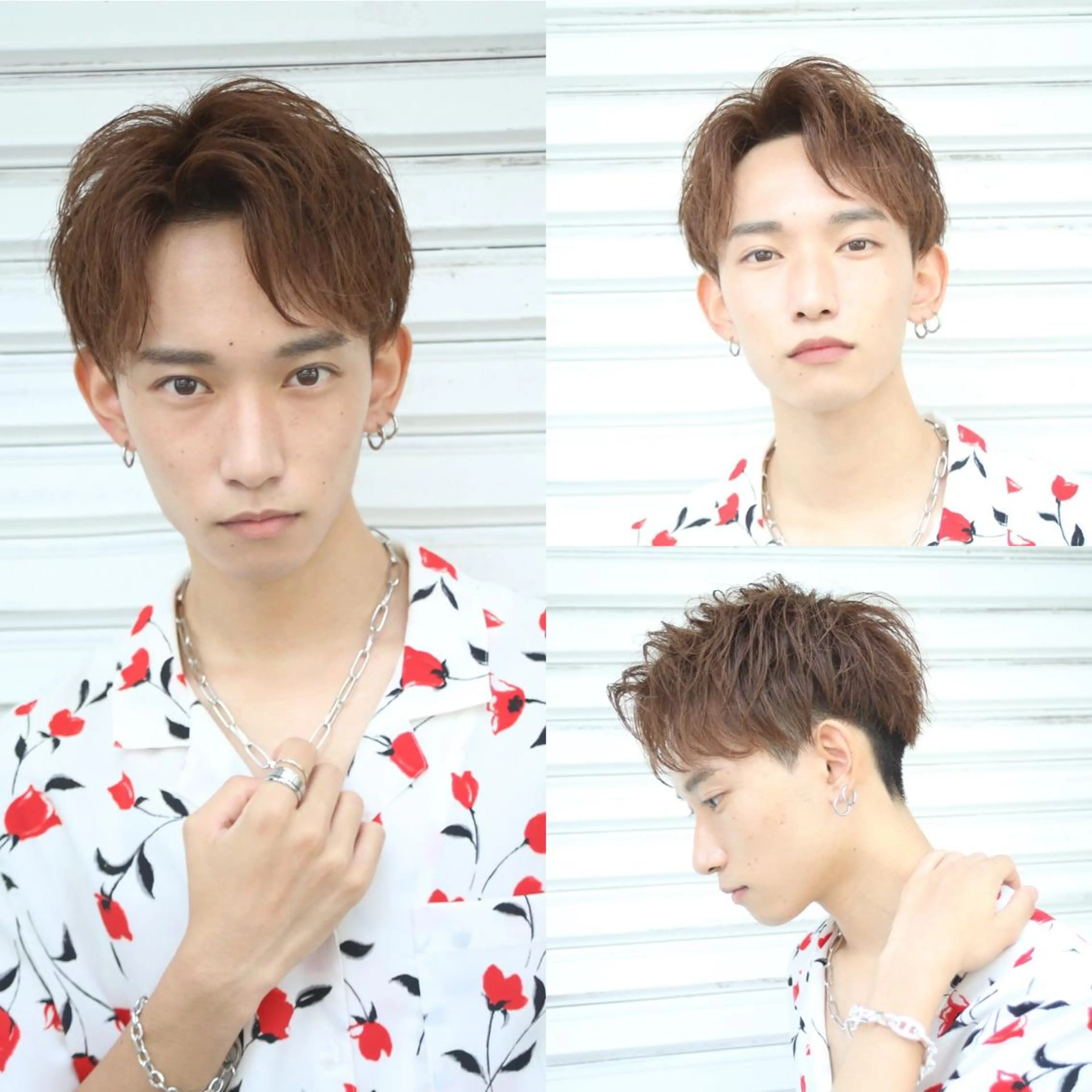 ショート パーマ ヘアアレンジ メンズ アップバング メンズブリーチ センターパート ダウンパーマ フェードカット カット トリートメント ヘアセット 【メンズヘアの匠】 タニのヘアスタイル