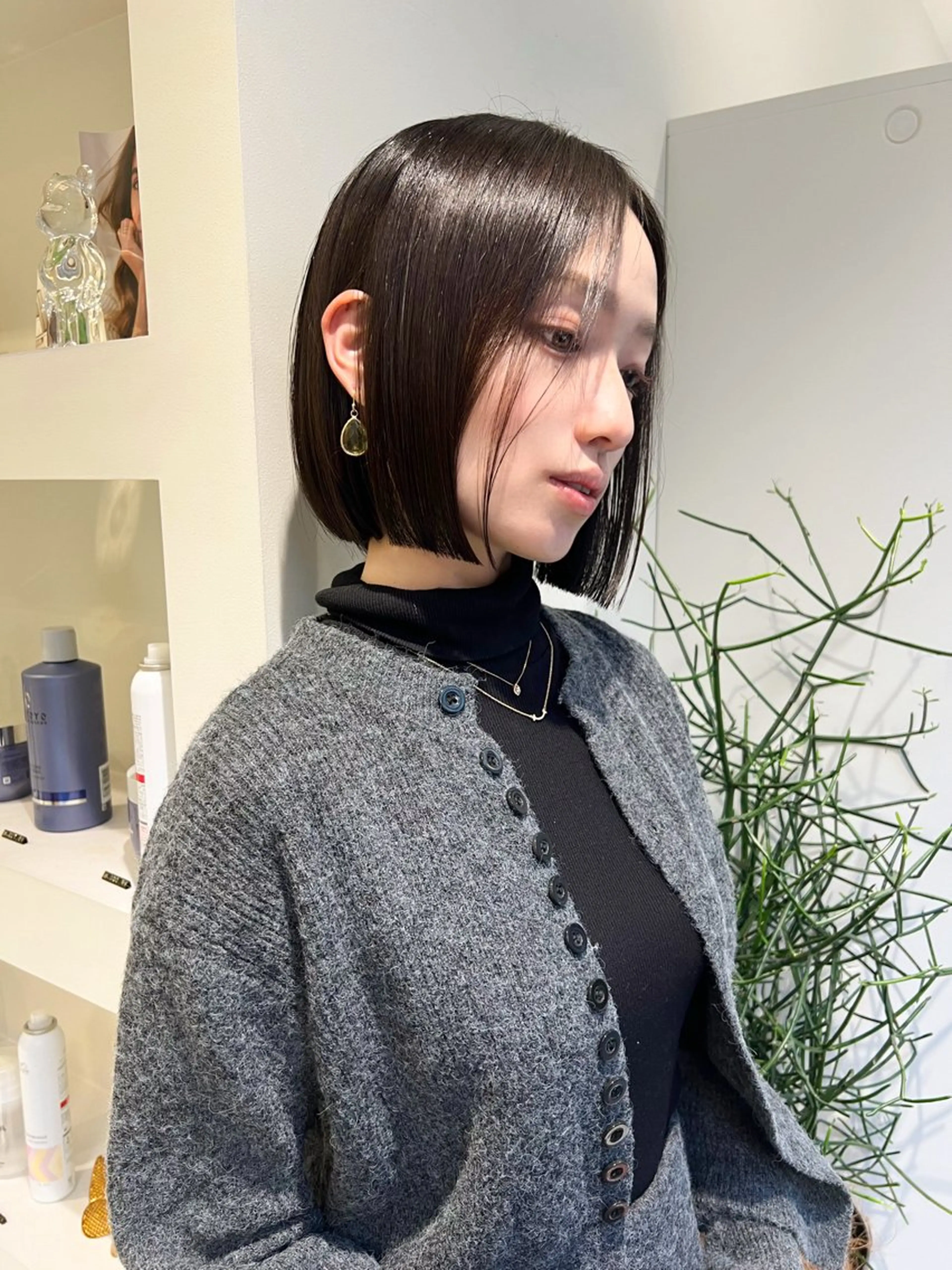ミディアム カラー 透明感カラー オレンジ ボブ 小顔ボブ jilblanカホのヘアスタイル