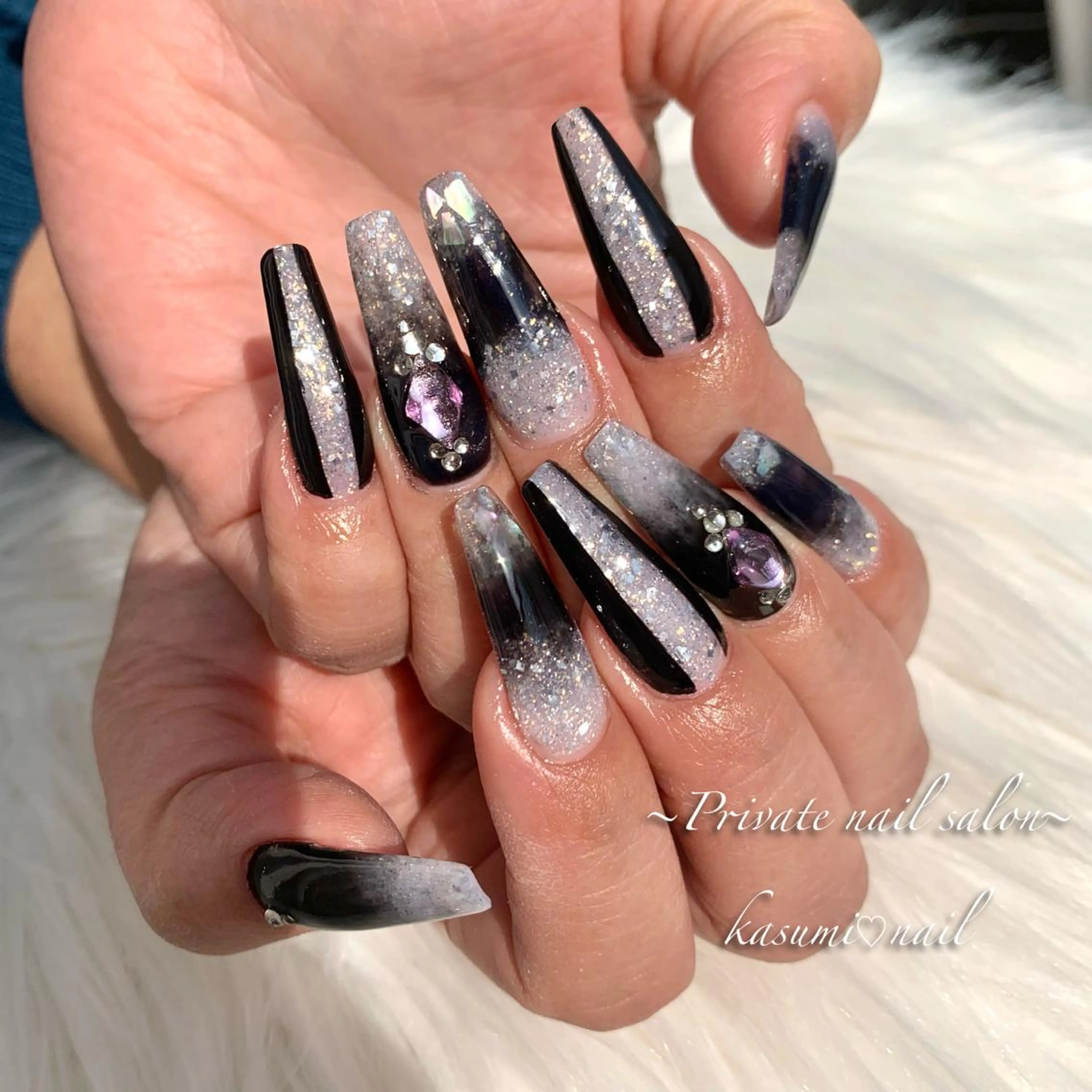 ネイル アートネイル ラメ(グリッター) マグネットネイル ミラーネイル 持ち込み KASUMI♡ Nailのネイルデザイン