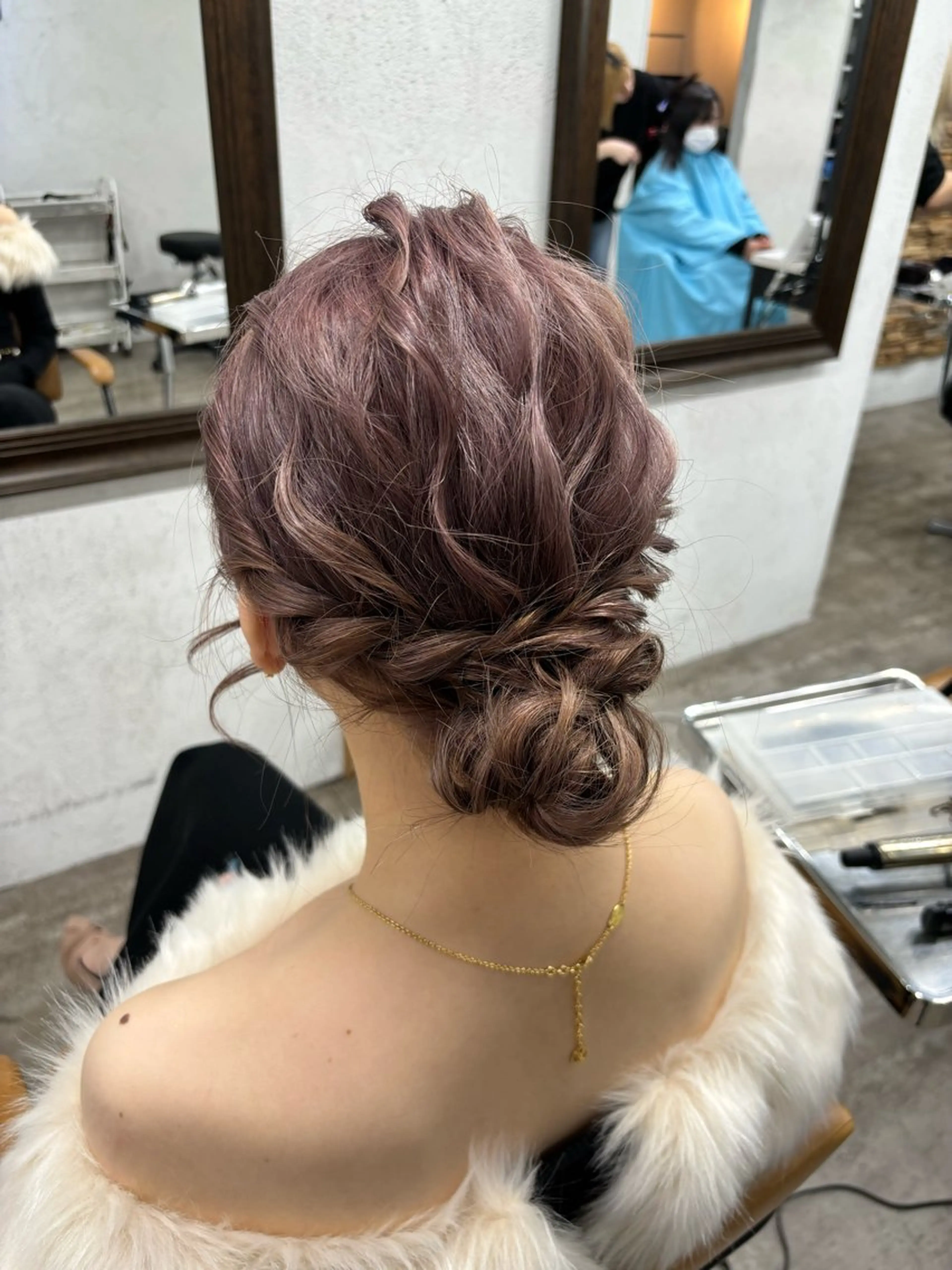 セミロング ヘアアレンジ ヘアセット 🦋エクステインナー カラーYūka🦋のヘアスタイル