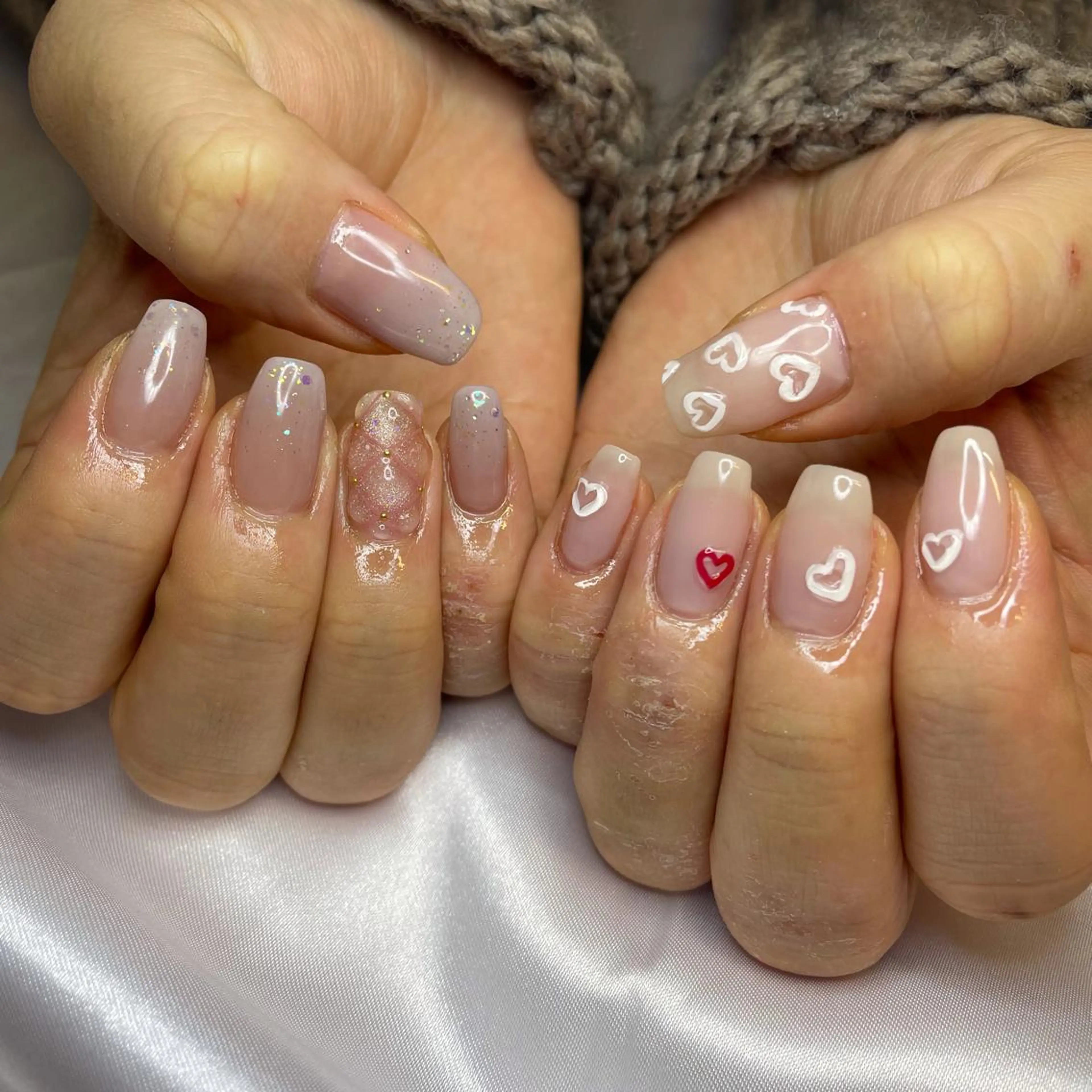 ネイル アートネイル クリアネイル ハート ぷっくりネイル ハンドネイル 韓国/網紅/パーツ M-salonのネイルデザイン