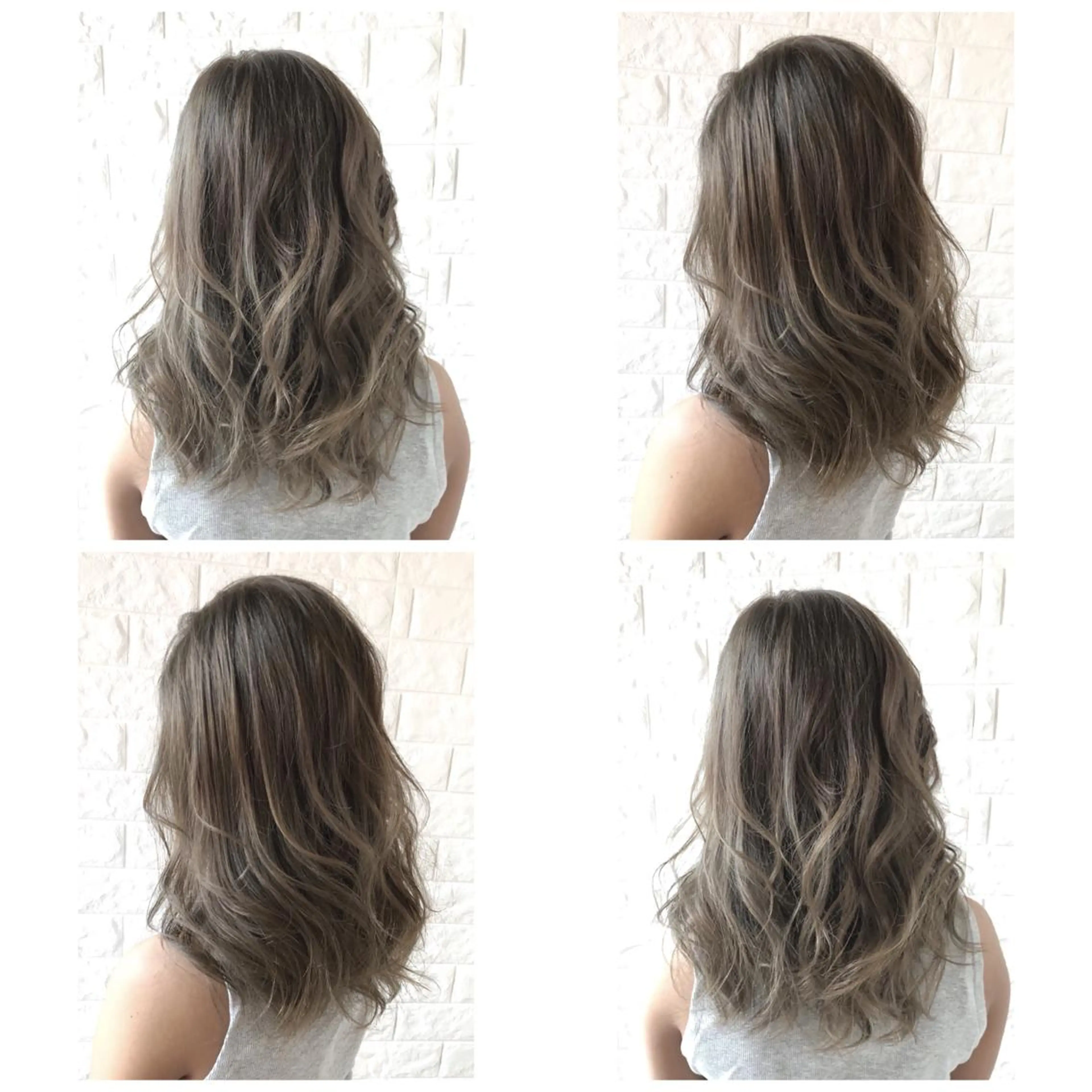 ミディアム カラー アッシュ ベージュカラー ブリーチ 透明感カラー イルミナカラー KIZU 髪質改善 オカルト怪談のヘアスタイル