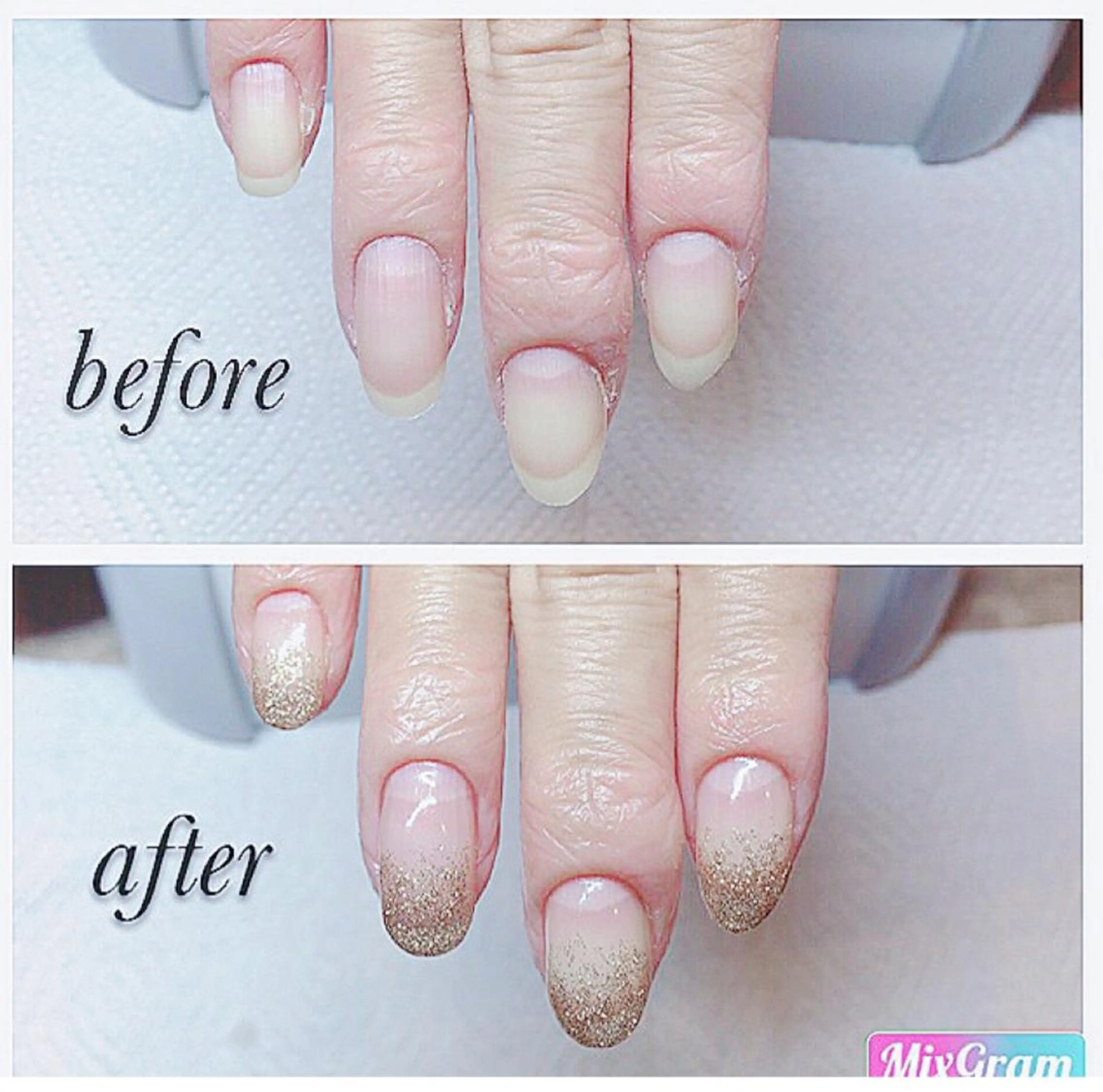 ネイル グラデーション ラメ(グリッター) ラメグラデーション ハンドネイル Nail_Aroma KOKOのネイルデザイン