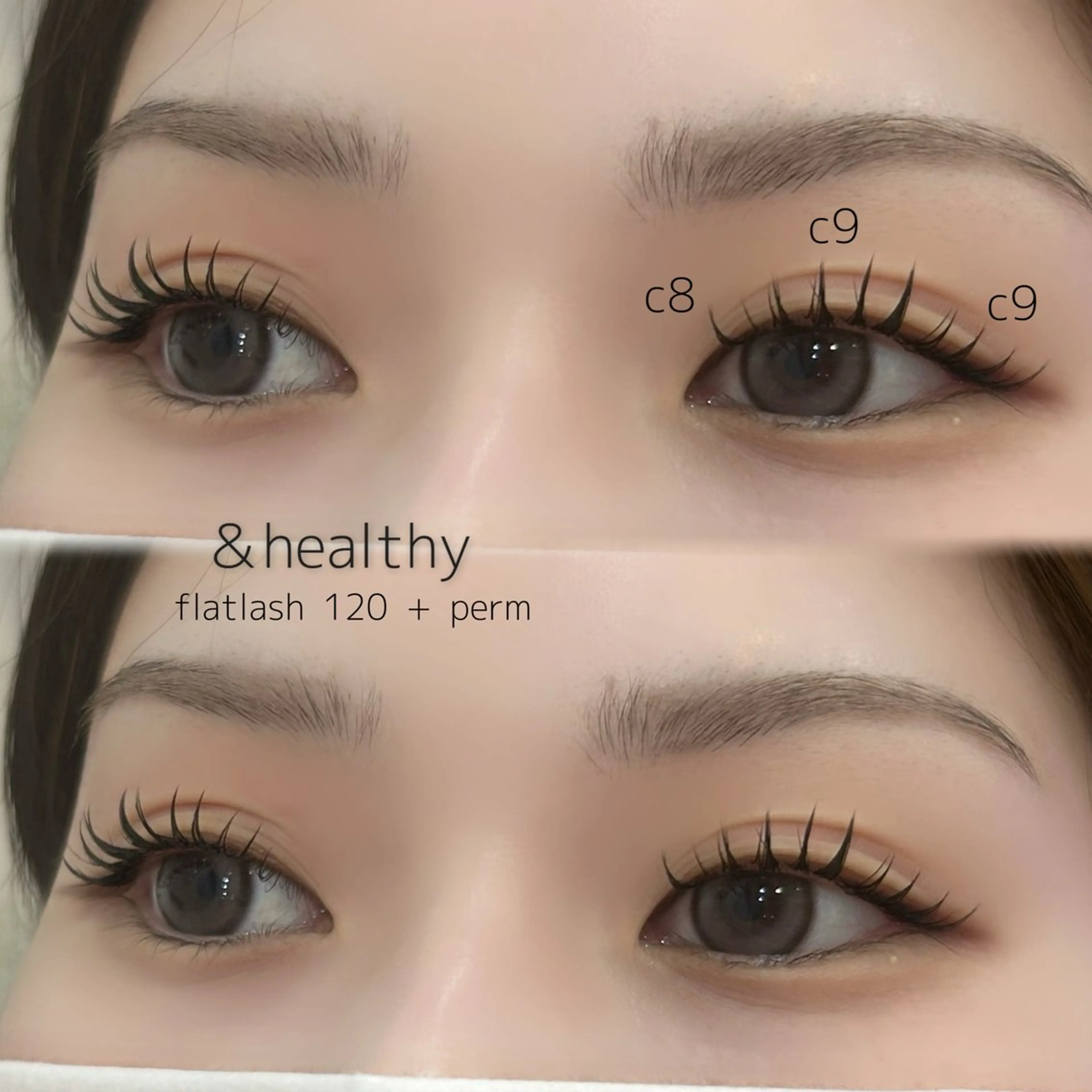 ＆healthy(アンドヘルシー)🪽フラットラッシュ120本+まつげパーマ🖤/オフあり/束感コーティング仕上げ/川越の写真