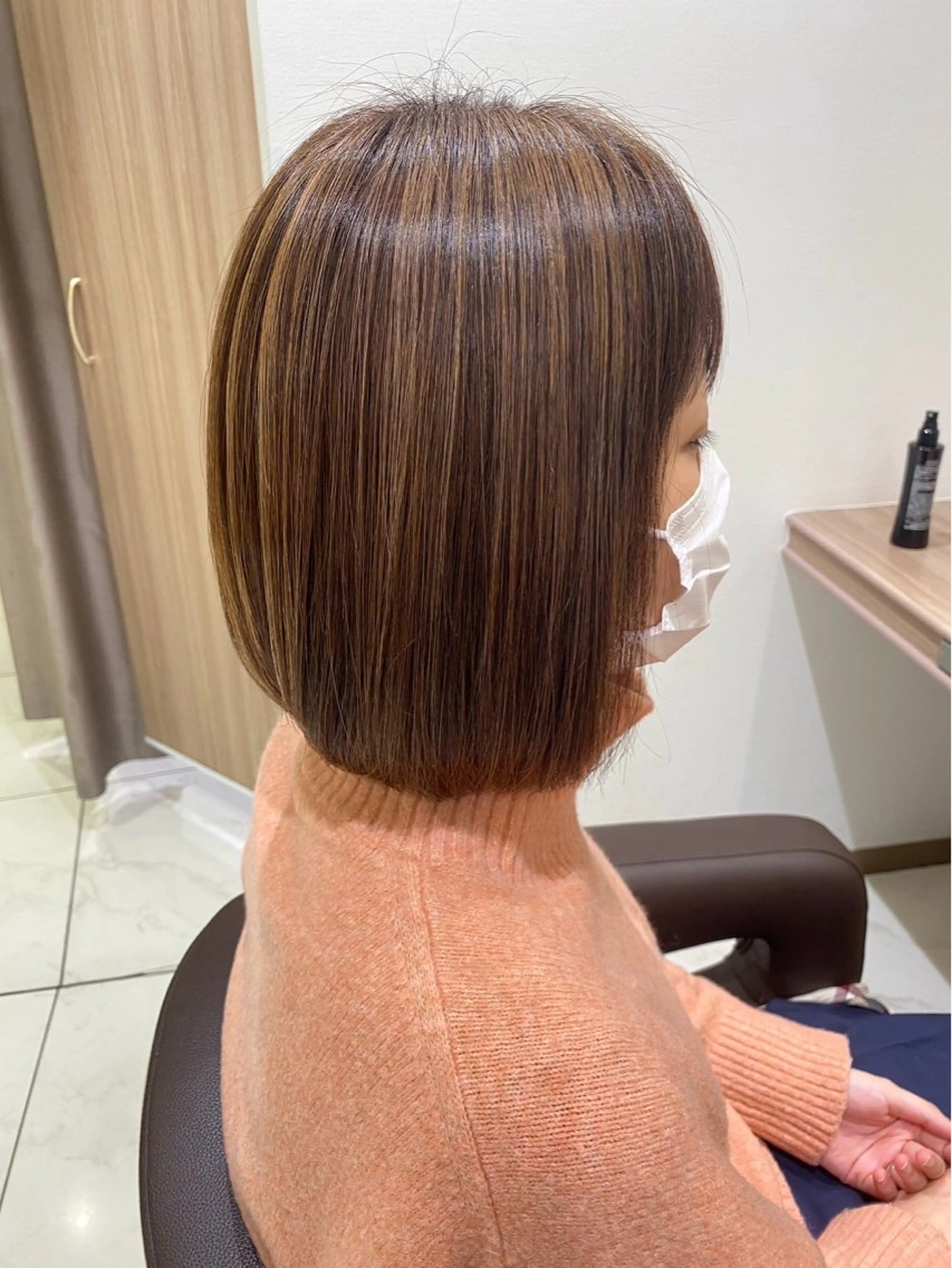 ミディアム カラー ブラウンカラー 透明感カラー オレンジ カット ヘアカラー 🌱脱白髪染め特化 🌱岡田将英のヘアスタイル