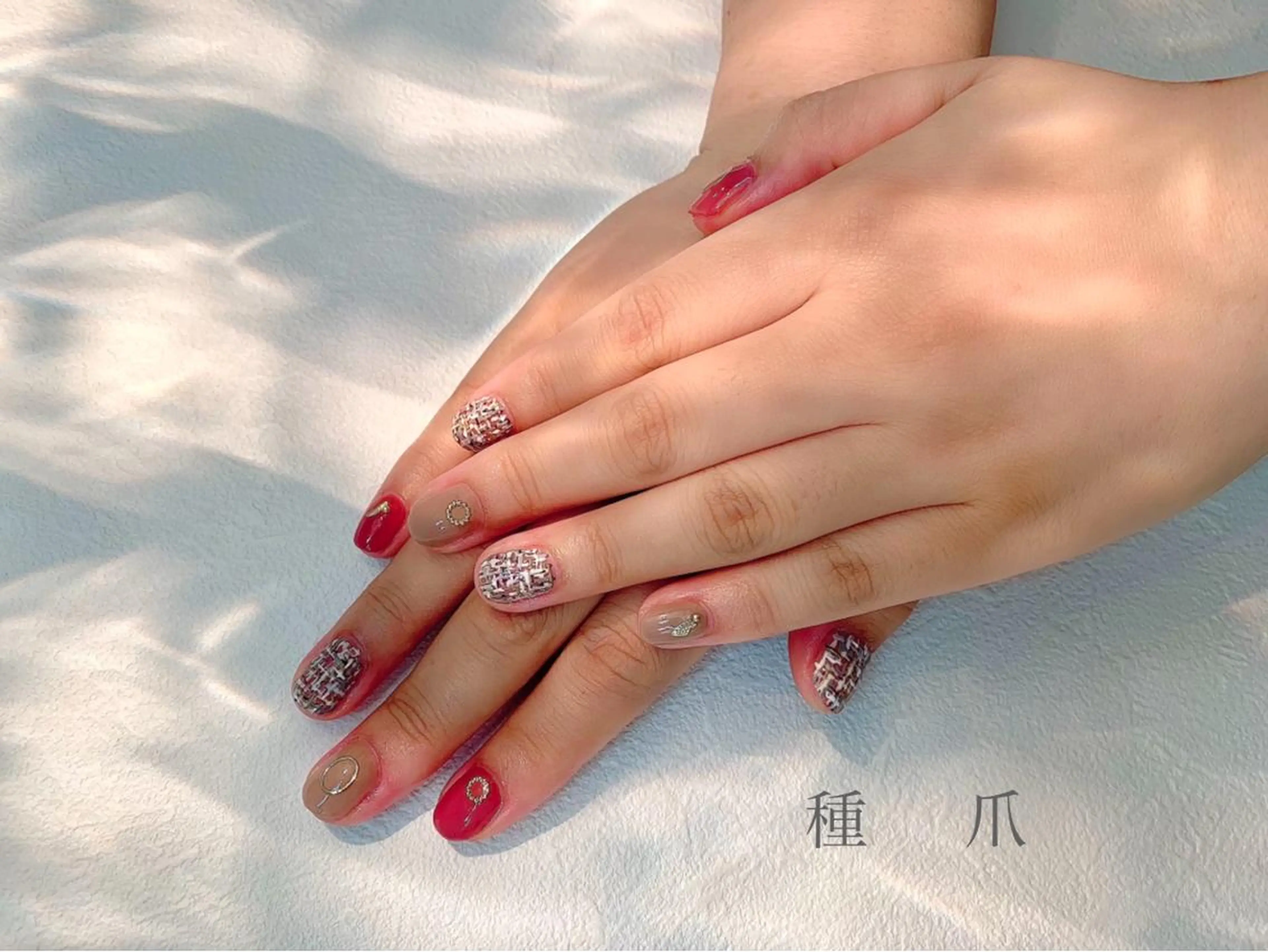 ネイル ツイードネイル 種爪所属・種爪 たねつめのネイルデザイン