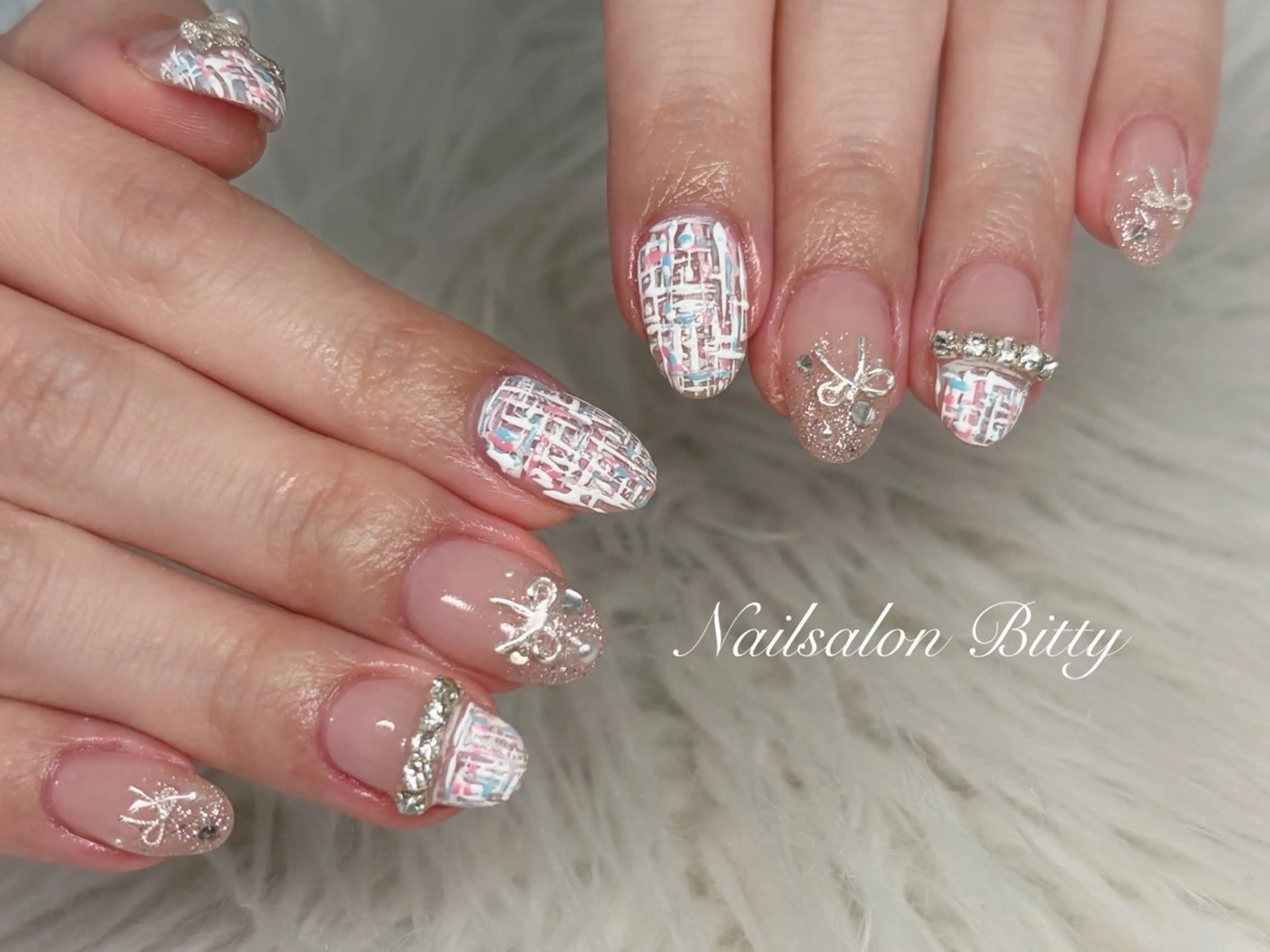 ネイル パステルネイル ツイードネイル ハンドネイル Bitty/ SENA⋆˙⟡ —のネイルデザイン