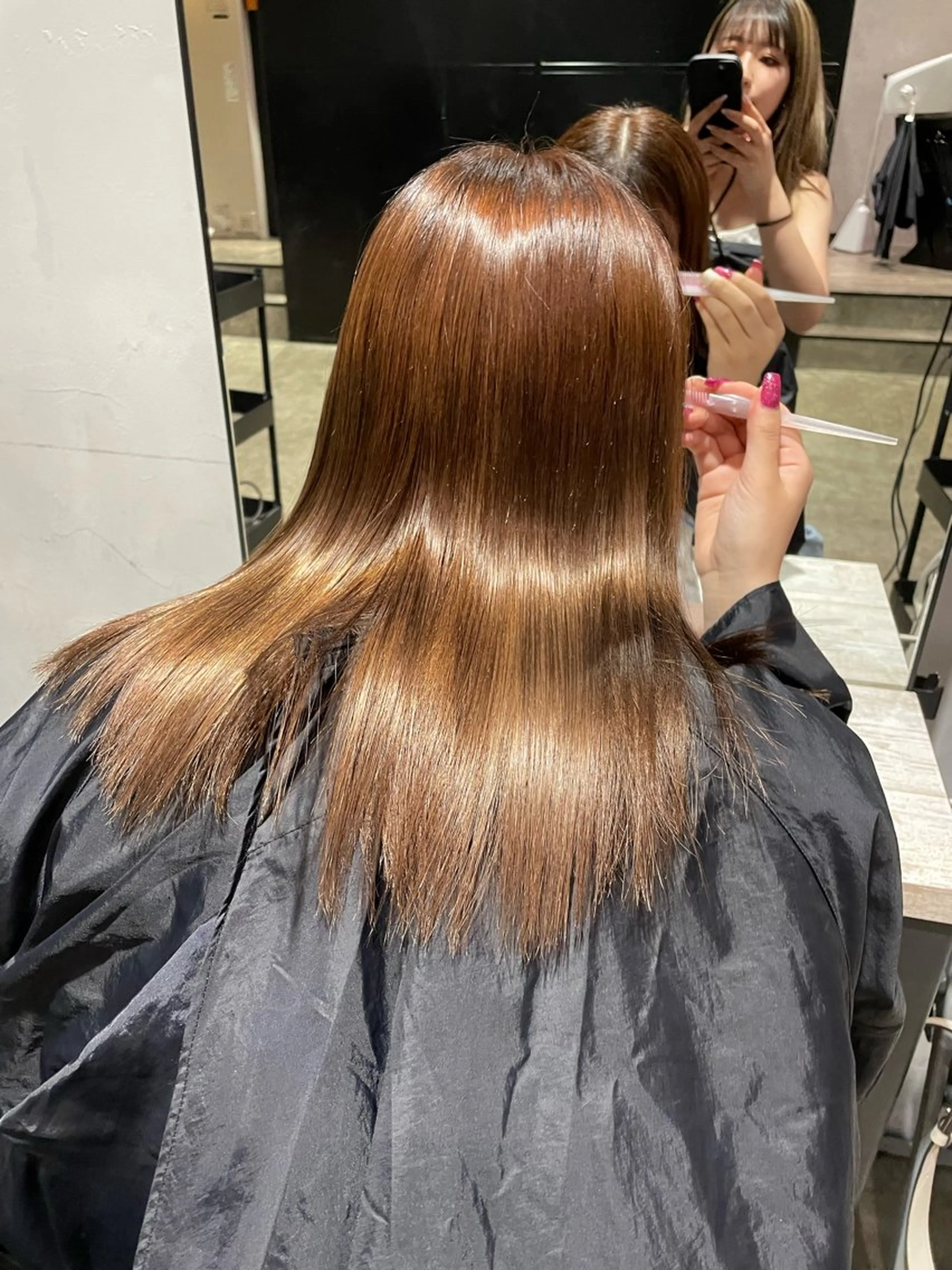 ミディアム カット ヘアカラー トリートメント MINAMO 韓国レイヤーのヘアスタイル