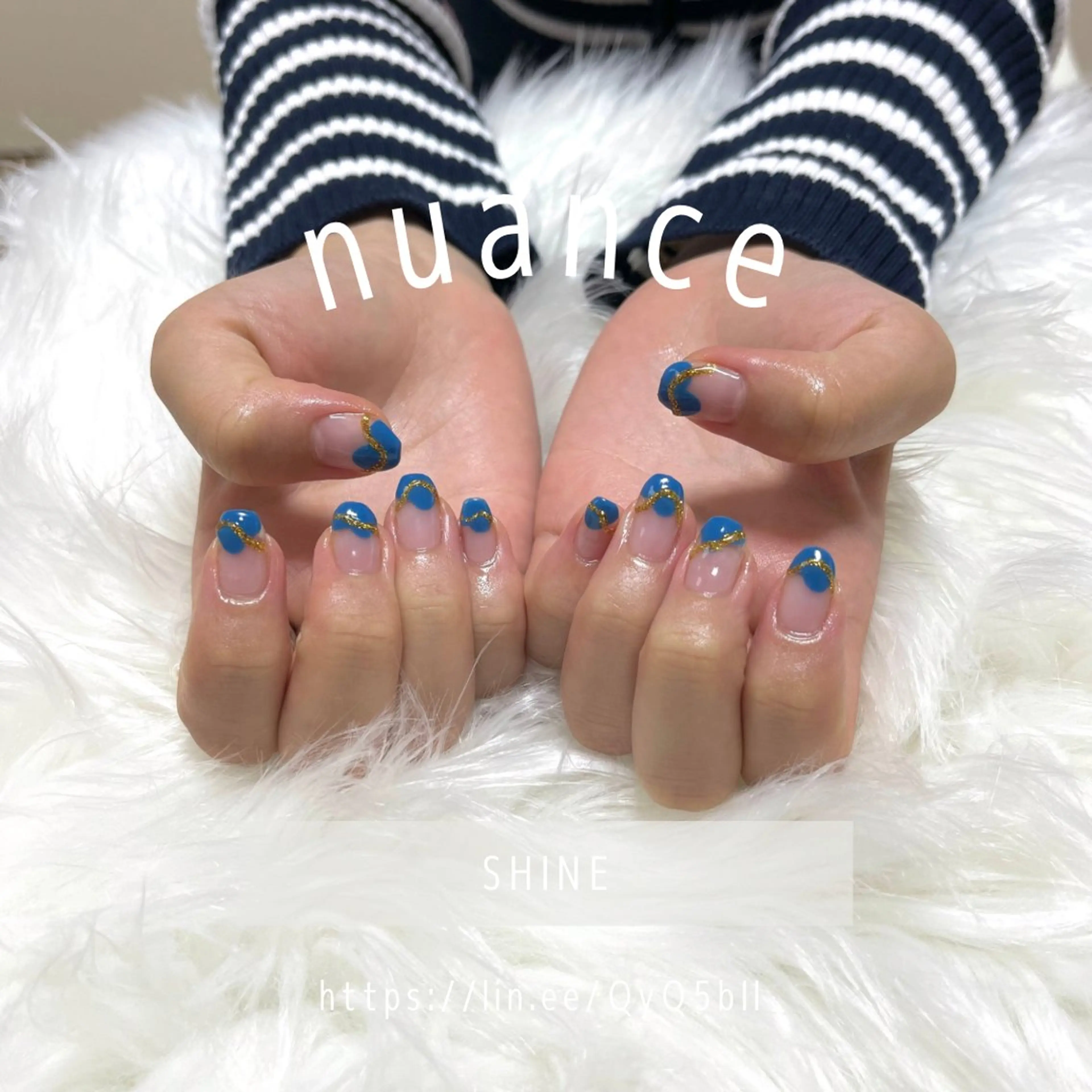ネイル ブルー ニュアンスネイル SHINE nail salonのネイルデザイン
