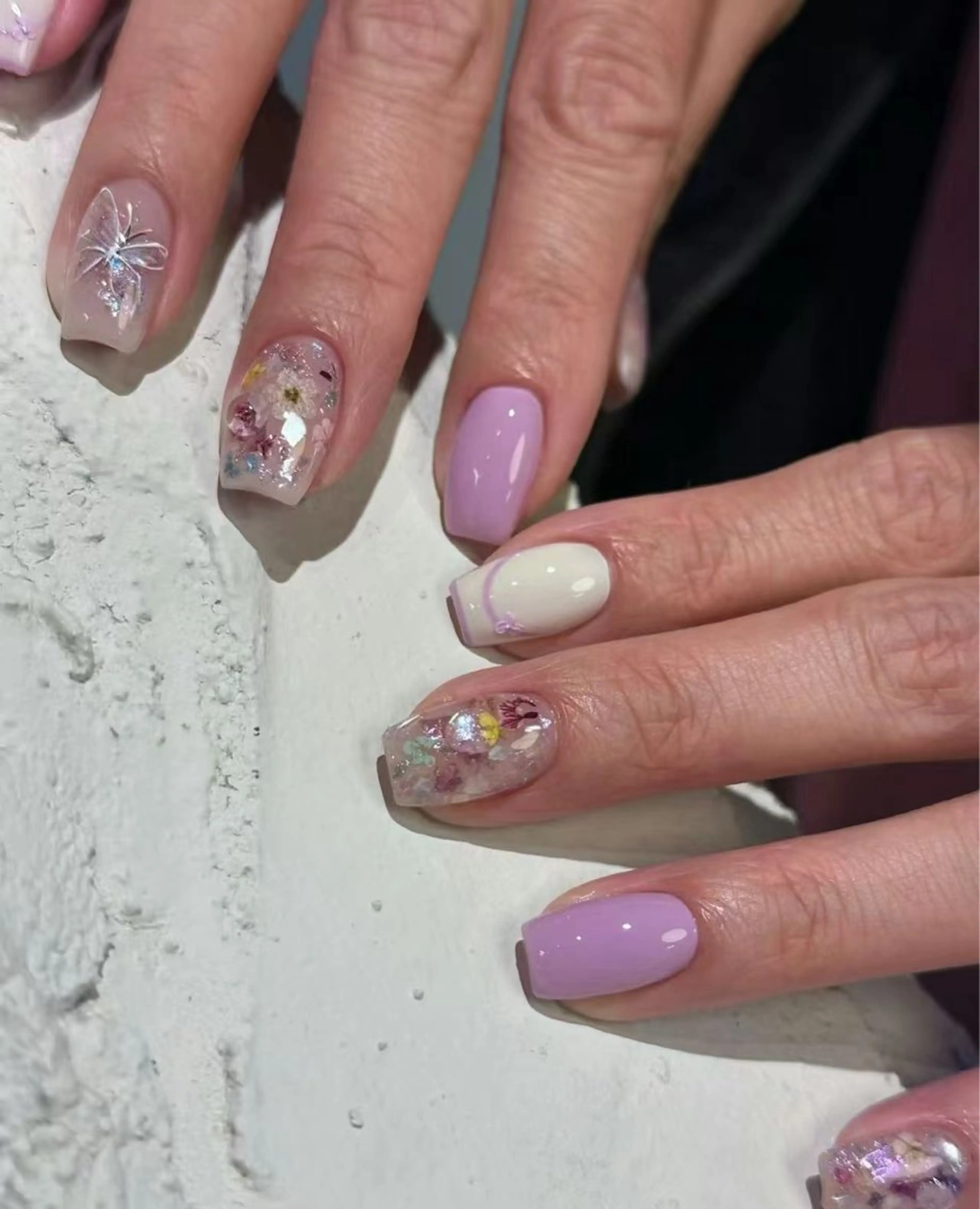 ネイル オーロラネイル フラワーネイル フットネイル フレンチネイル ジェルネイル ハンドネイル BabyYouMi nailのネイルデザイン