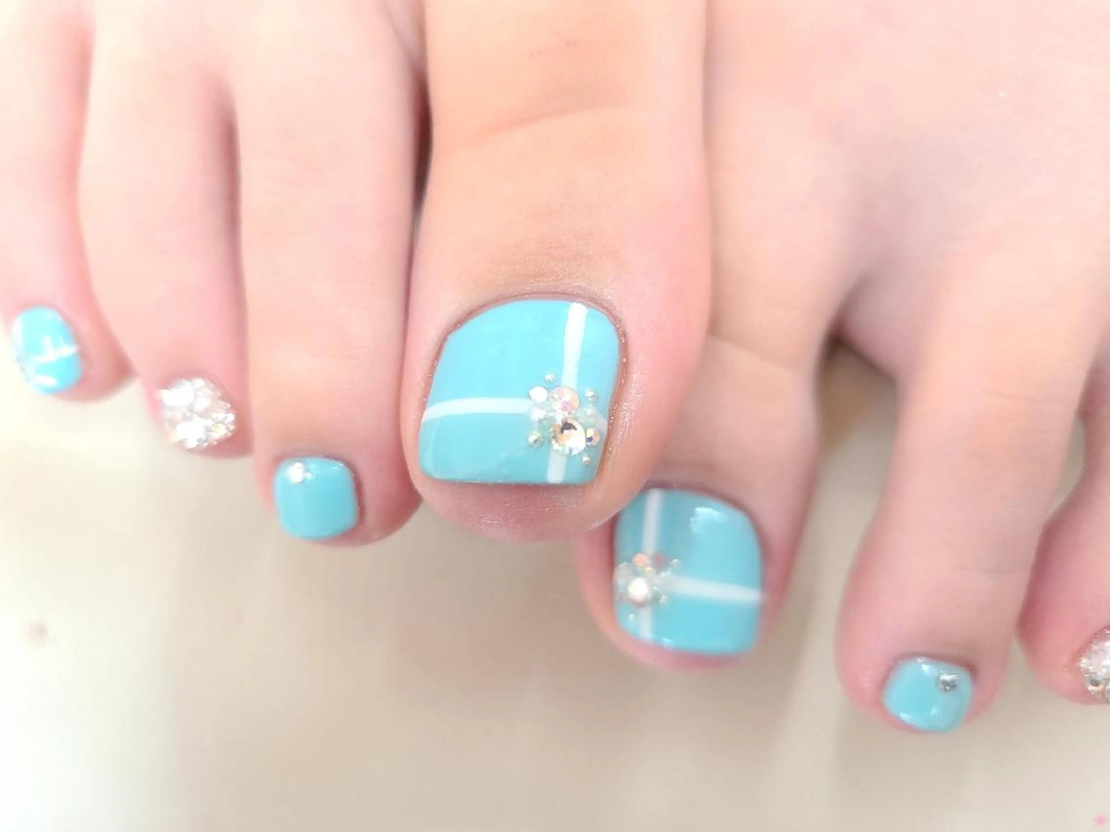 ネイル ブルー キラキラネイル ストーンネイル ハンドネイル NOGUCHI  KANAのネイルデザイン