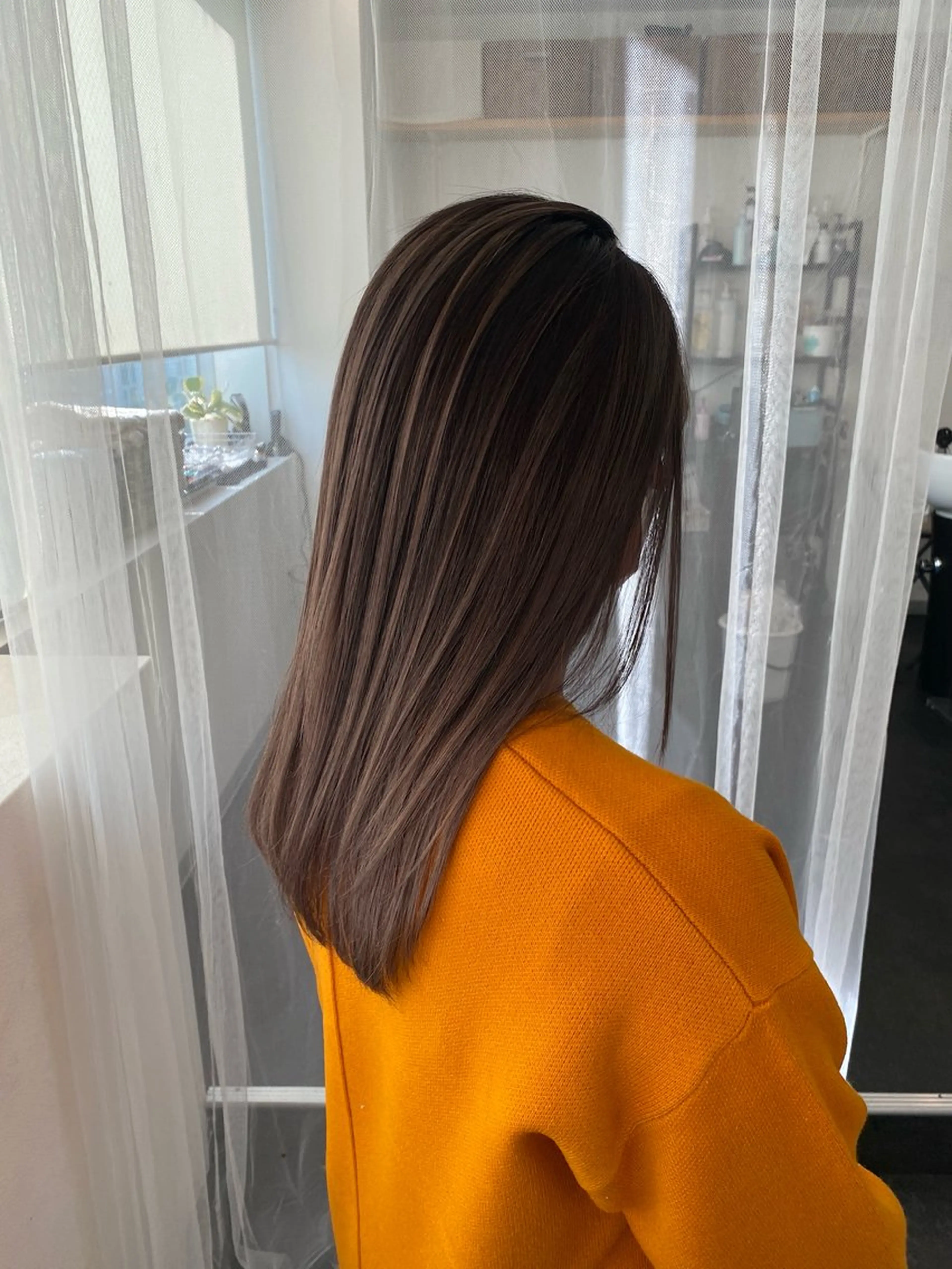 ミディアム カラー ショートボブ アディクシーカラー バレイヤージュ ブリーチ ケアブリーチ トリートメント JIL BLAN 京都のヘアスタイル