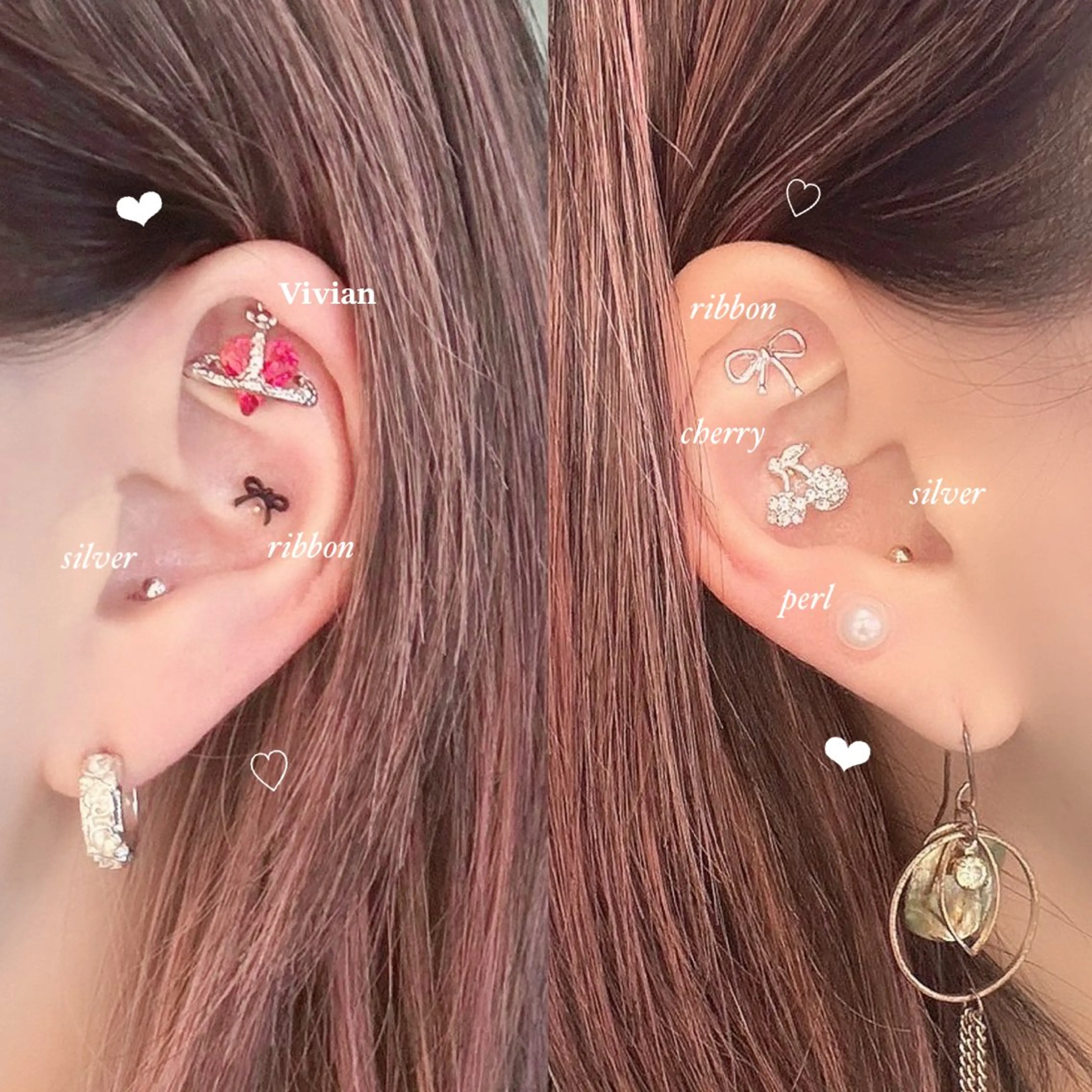 【大人気の新メニュー💎】耳つぼジュエリー 両耳付け放題 💎✨(デザインパーツ4個付き) ¥3800の写真