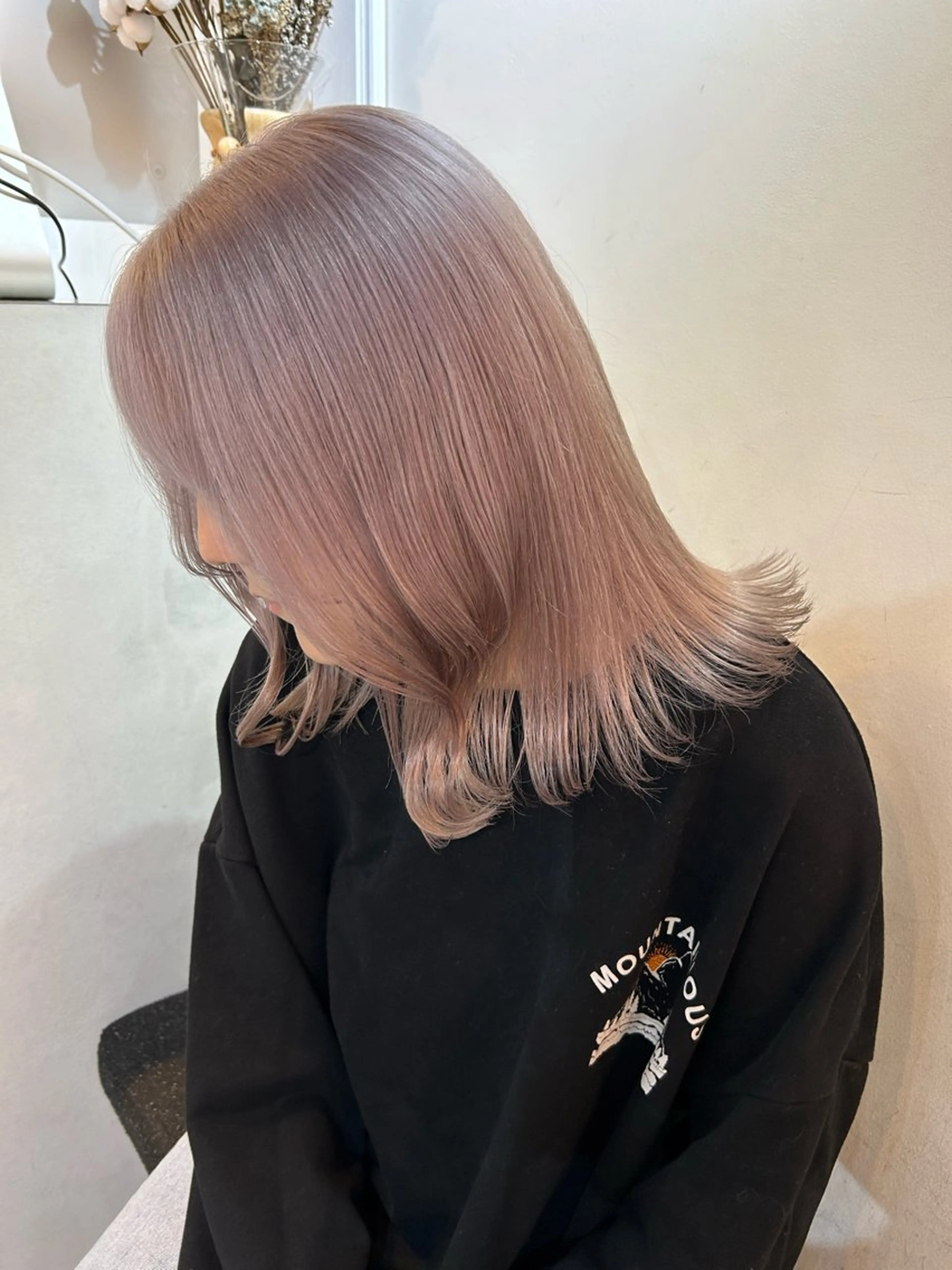 ミディアム カラー メンズ ベージュカラー ピンクカラー ピンクベージュ カット ヘアカラー トリートメント 🧸艶々韓国ヘア 🧁mizunaのヘアスタイル