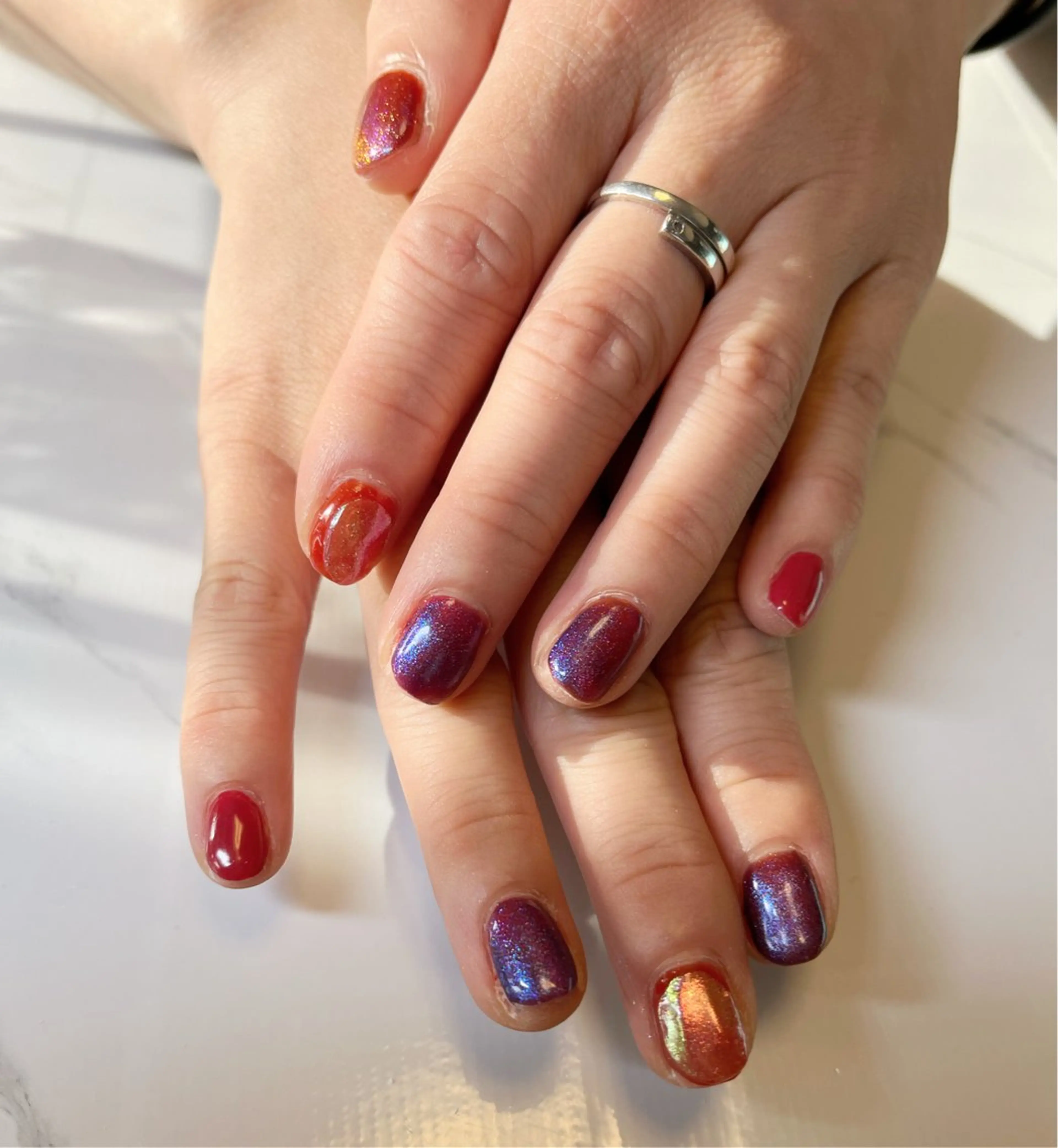 ネイル マグネットネイル ワンカラーネイル ネイルサロン flatのネイルデザイン