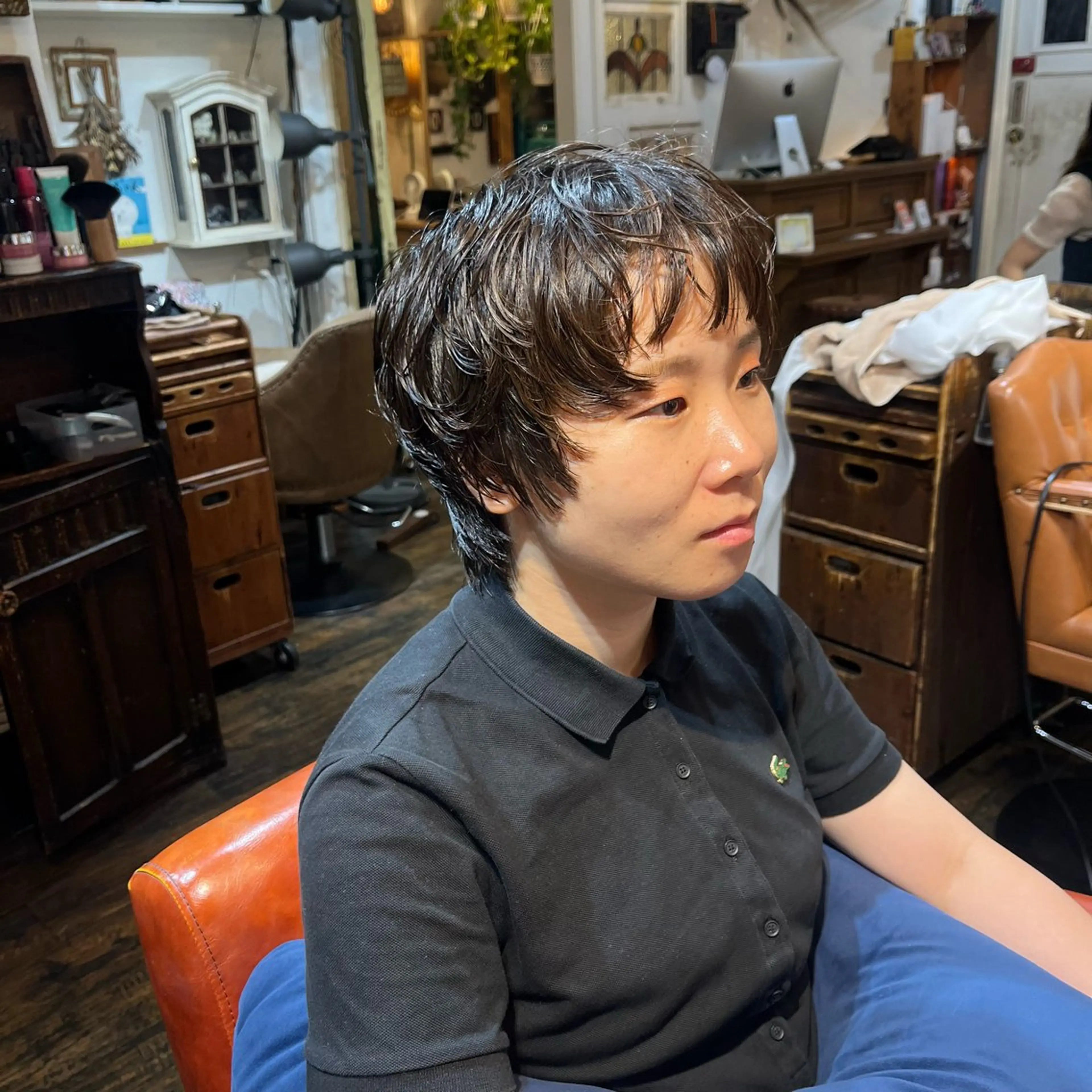 ショート パーマ ショートヘア カット パーマ ヘッドスパ 抜け感パーマ/ 顔まわり/緒方椋のヘアスタイル