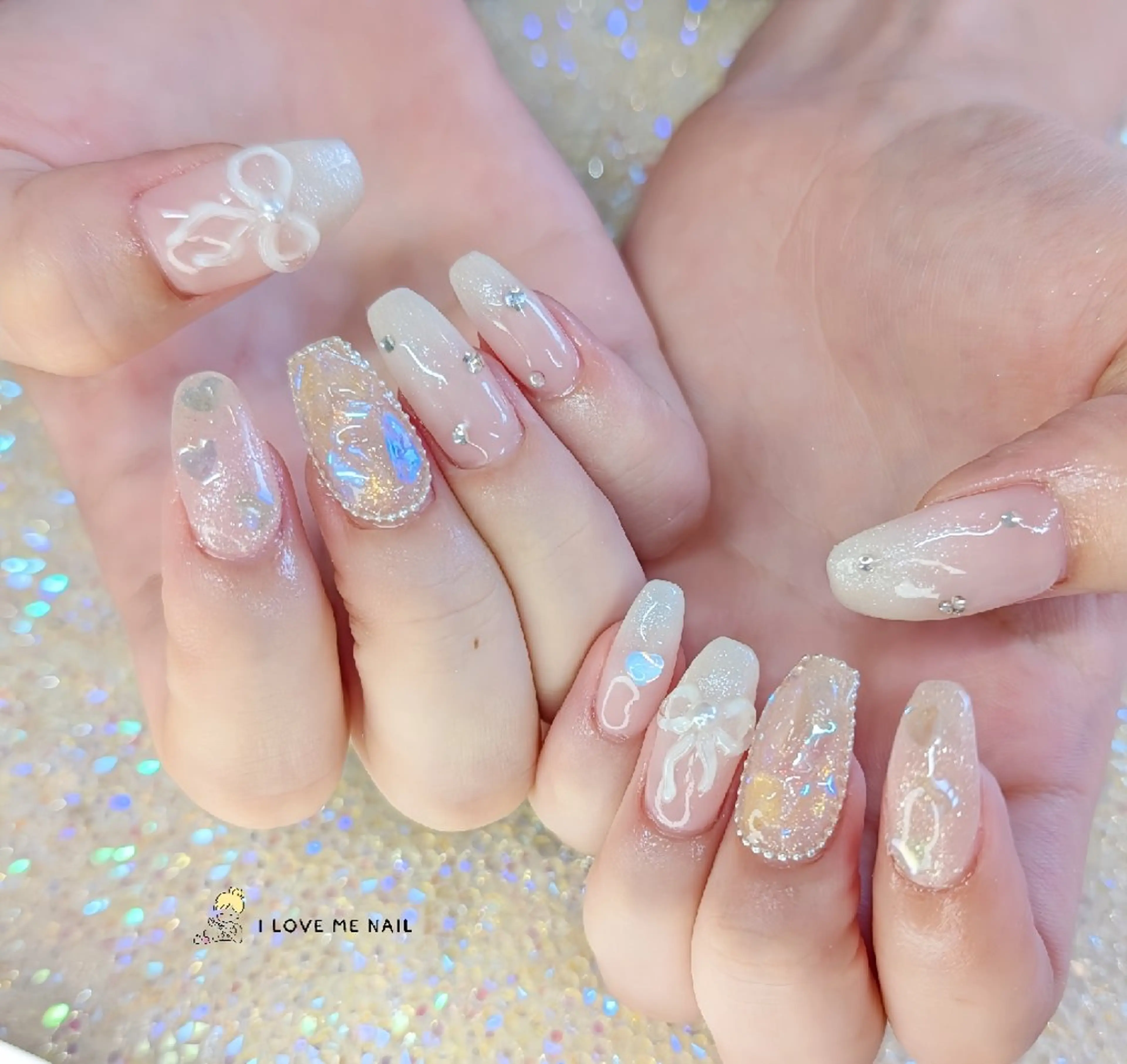 ネイル 長さ出し ハート 韓国ネイル マグネットネイル ニュアンスネイル ハンドネイル I LOVE ME  NAIL.。.:*♡のネイルデザイン