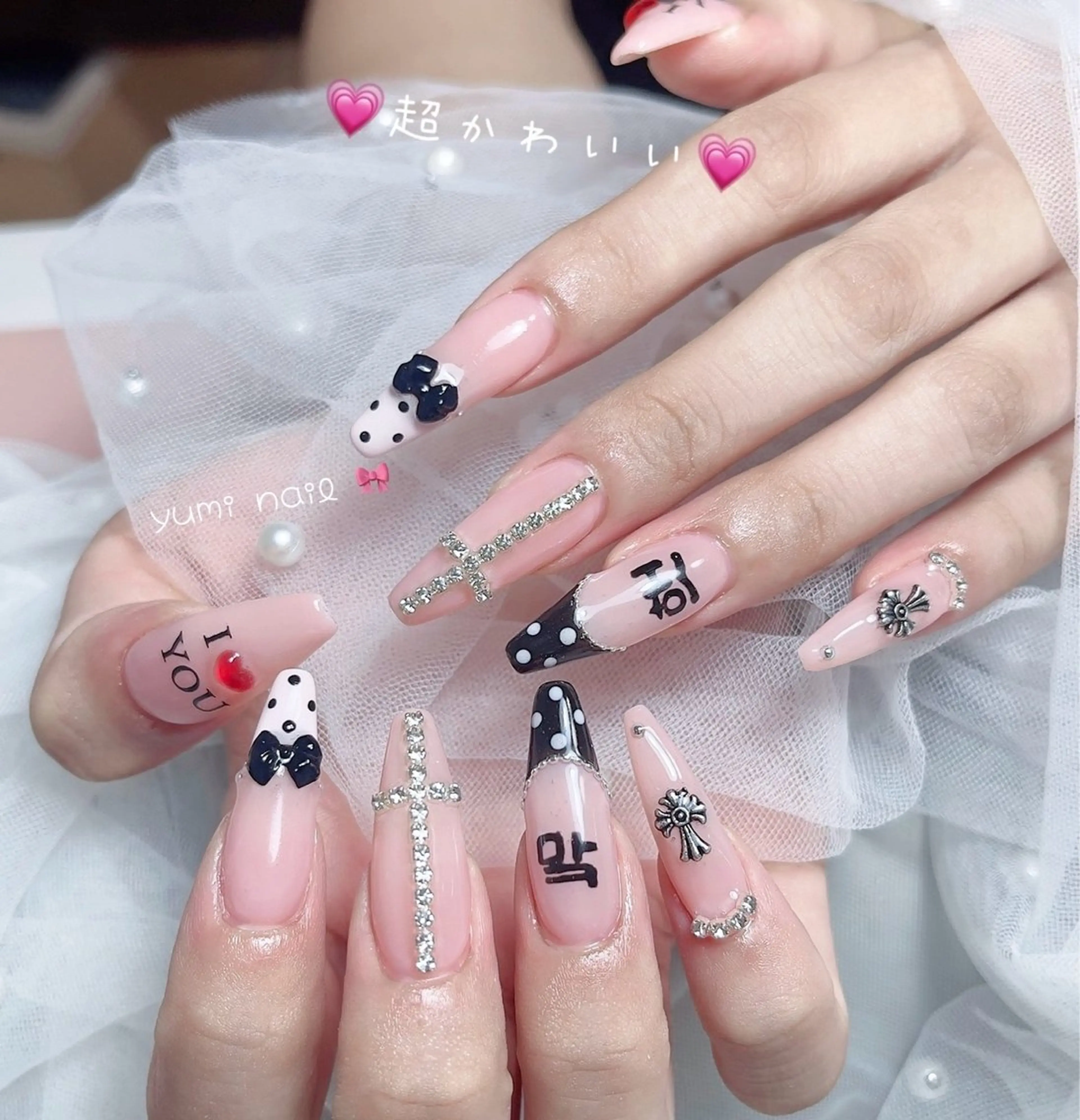 ネイル ハンドネイル ユリ🎀 デザイン長さ出し専門のネイルデザイン