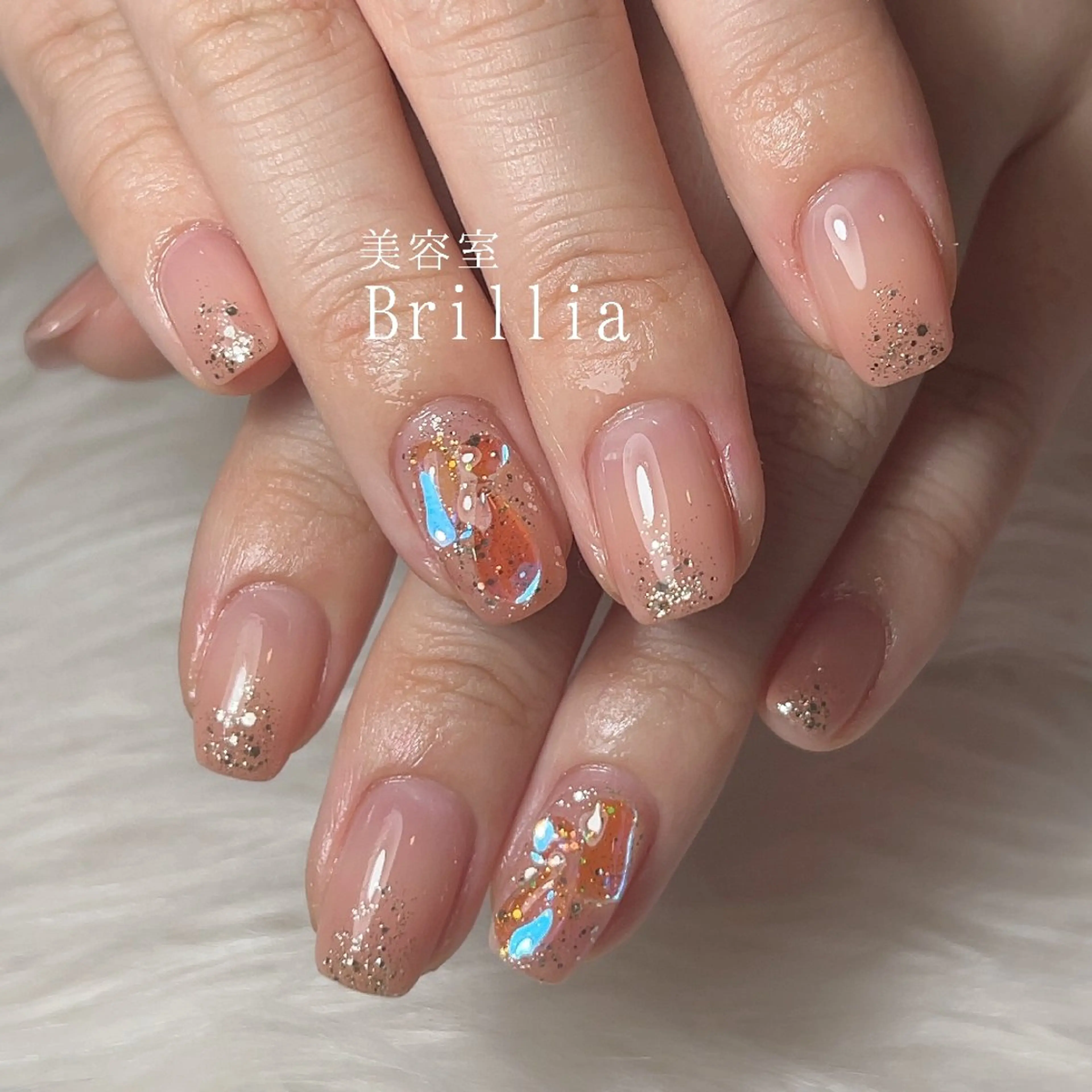 ネイル ラメ(グリッター) シンプルネイル ストーンネイル ハンドネイル 柴田 彩のネイルデザイン