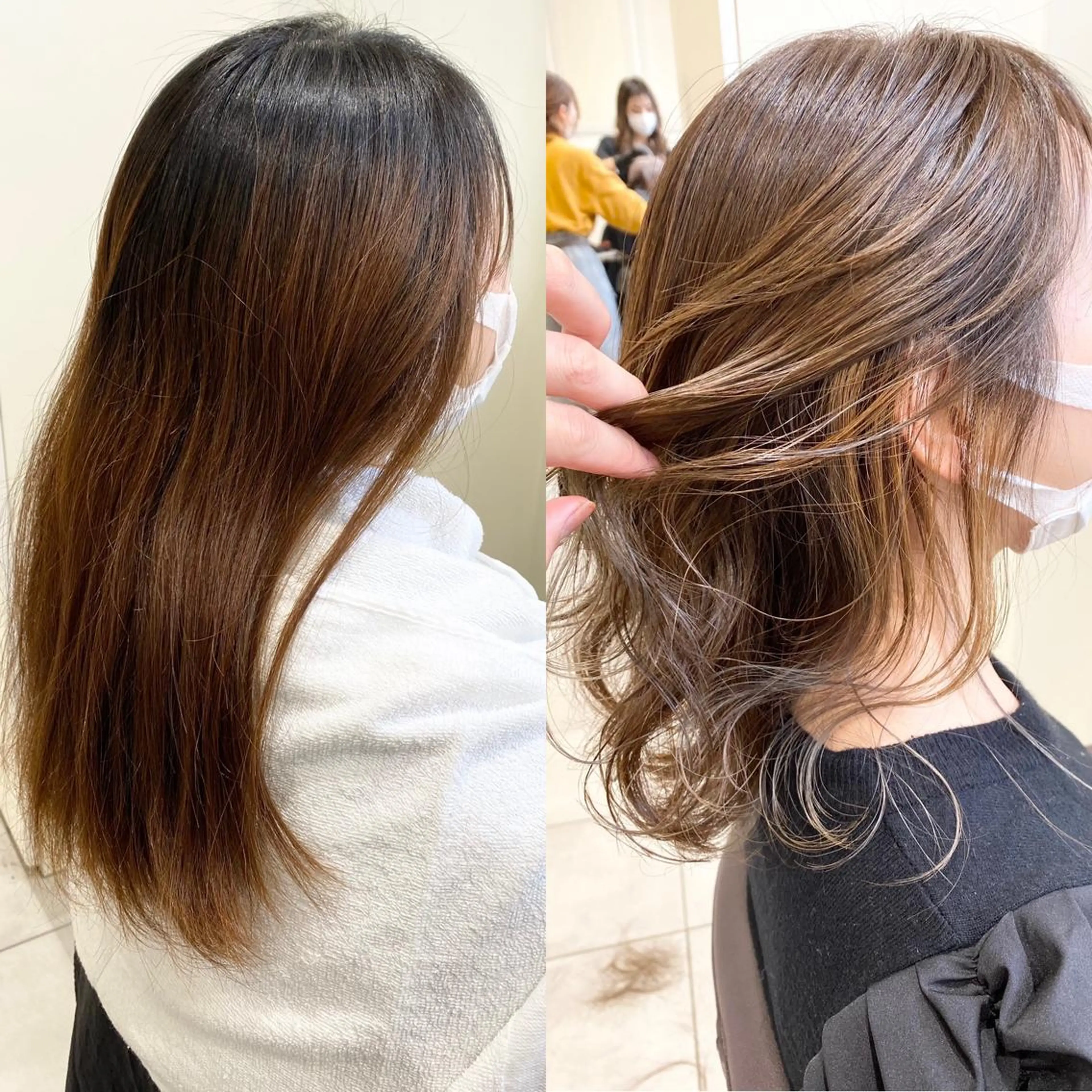 ミディアム カット ヘアカラー トリートメント 暗髪透明感カラー/ インナー/小島良太のヘアスタイル