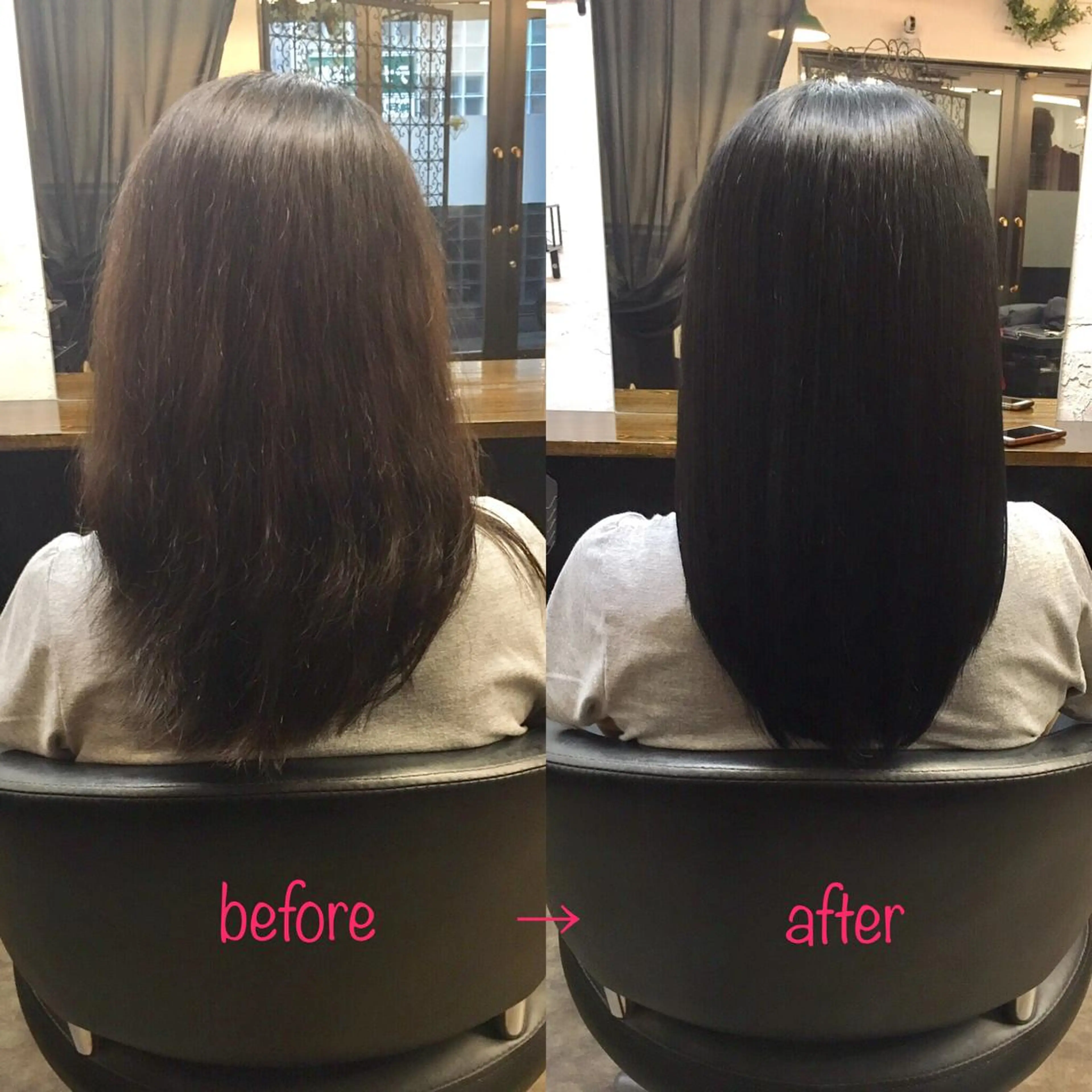 セミロング カラー 髪質改善 トリートメント 縮毛矯正&髪質改善 MAILHAIRのヘアスタイル