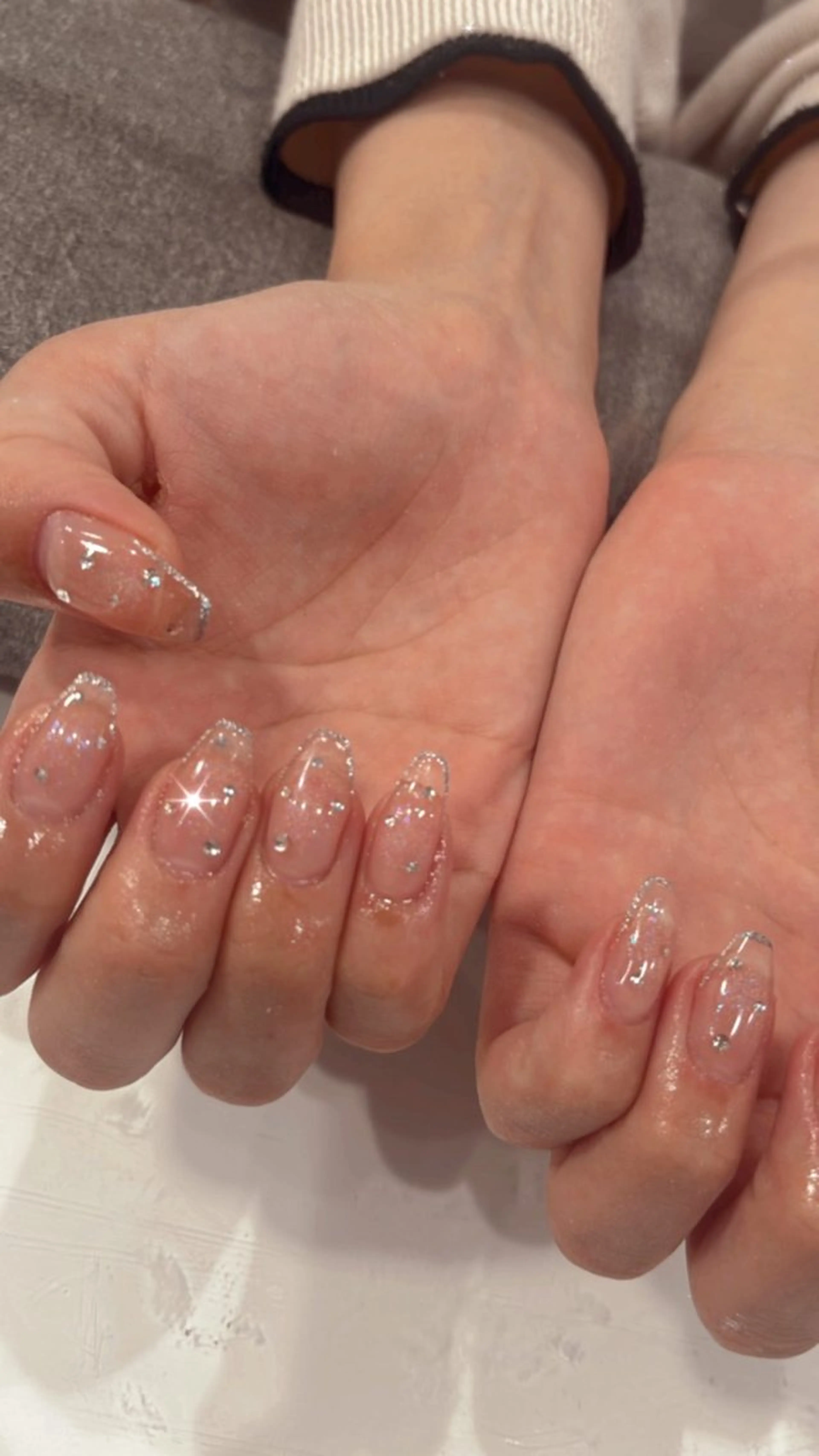 ネイル クリアネイル 長さ出し ジェルネイル キラキラネイル ラメ(グリッター) wooone所属・wooone nail.rieのネイルデザイン