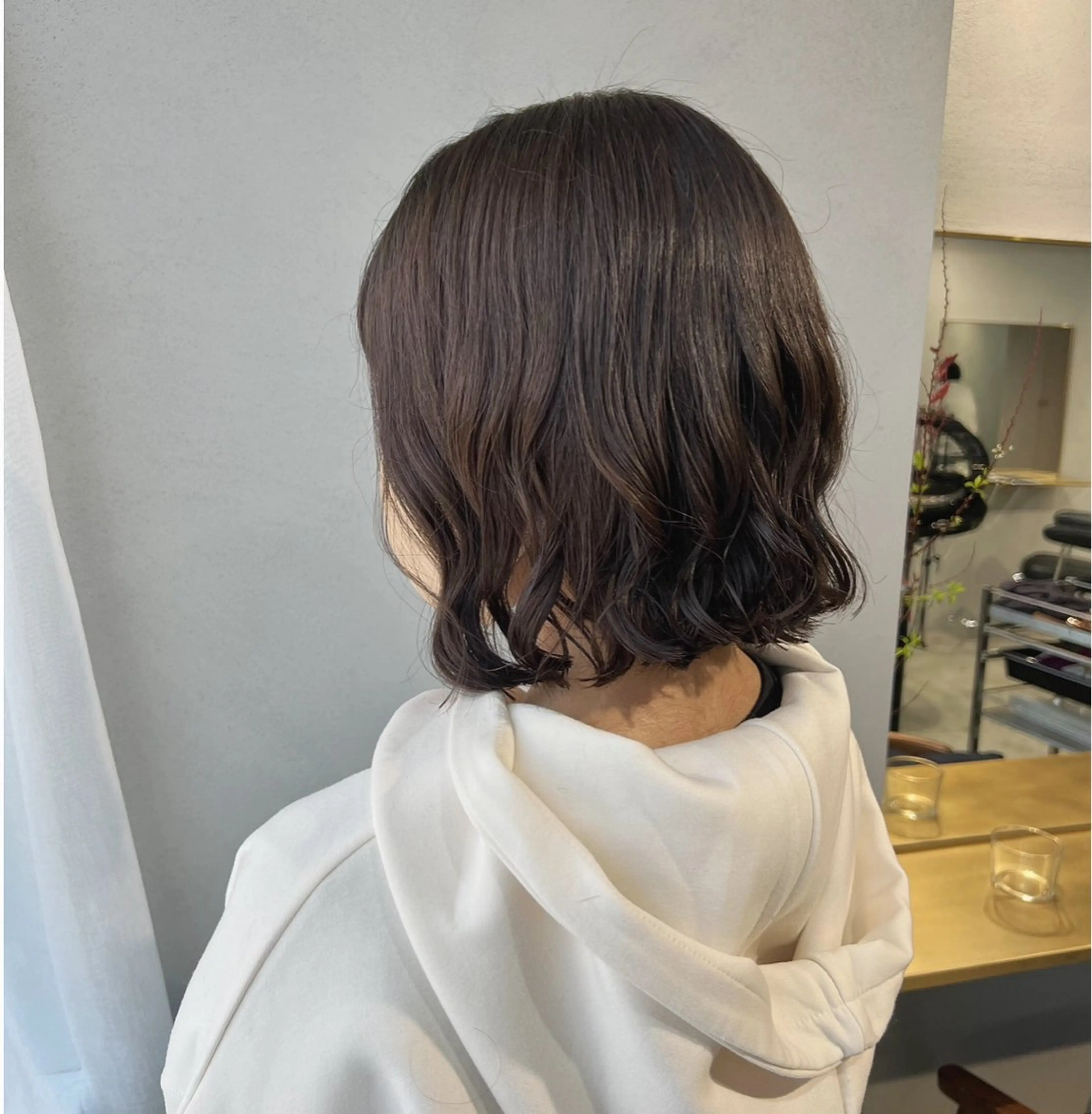 ミディアム カラー パーマ akane/ボブ /オリーブ/ブラウンのヘアスタイル