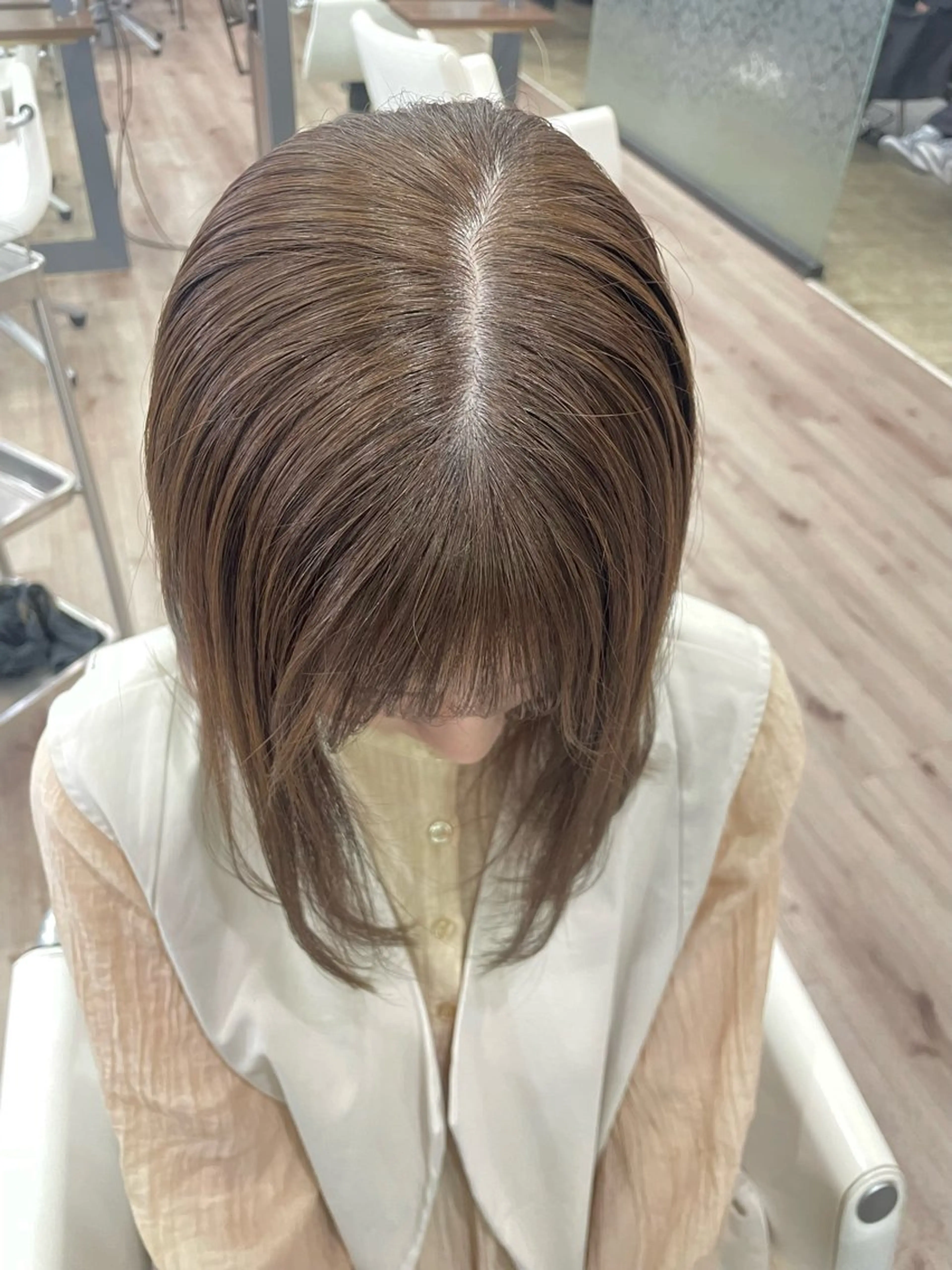 ミディアム カラー ベージュカラー ブリーチ 透明感カラー ブリーチなしカラー ヘアカラー 德本 奈名美のヘアスタイル