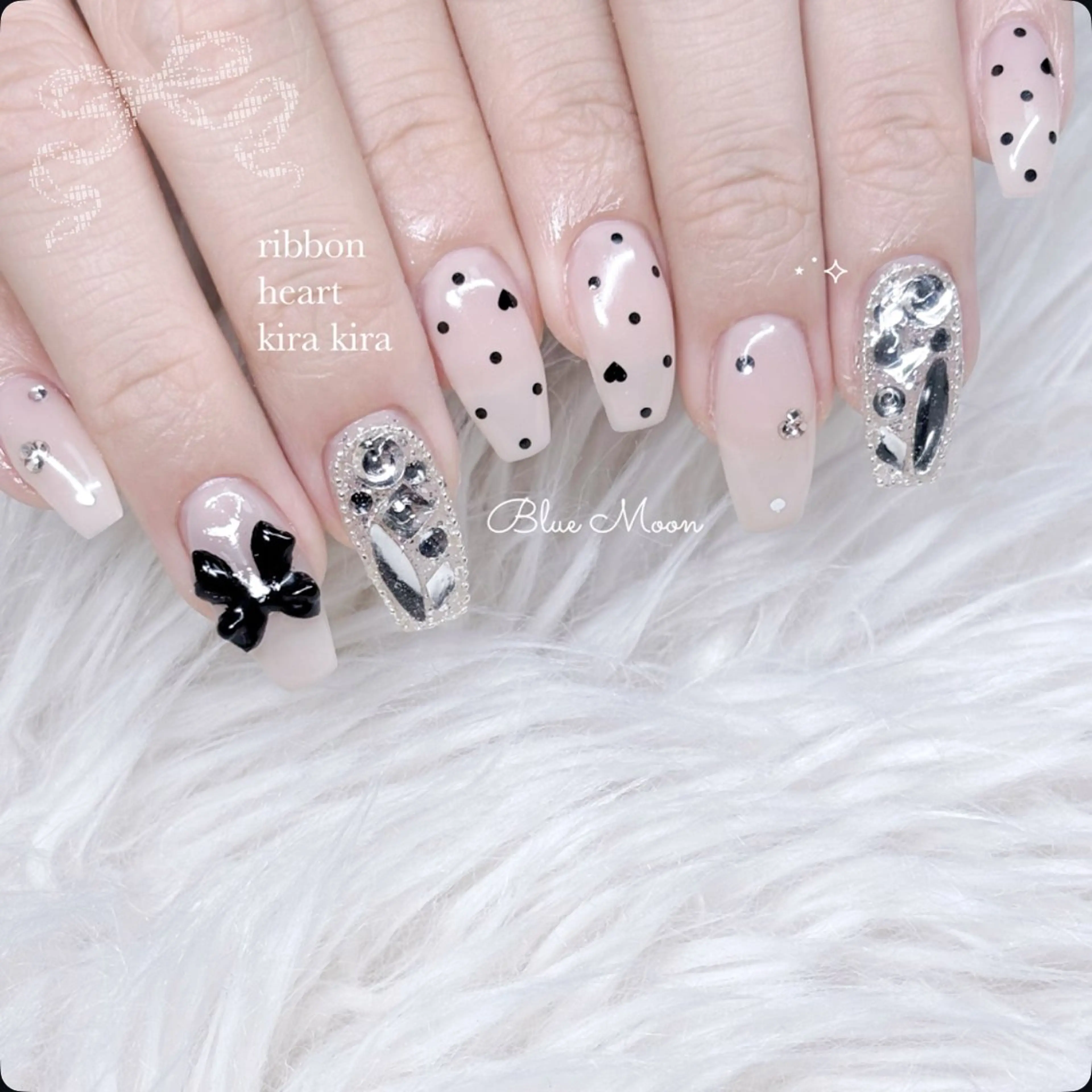 ネイル リボン ハンドネイル フットネイル ハンドケア nail salon Blue Moonのネイルデザイン