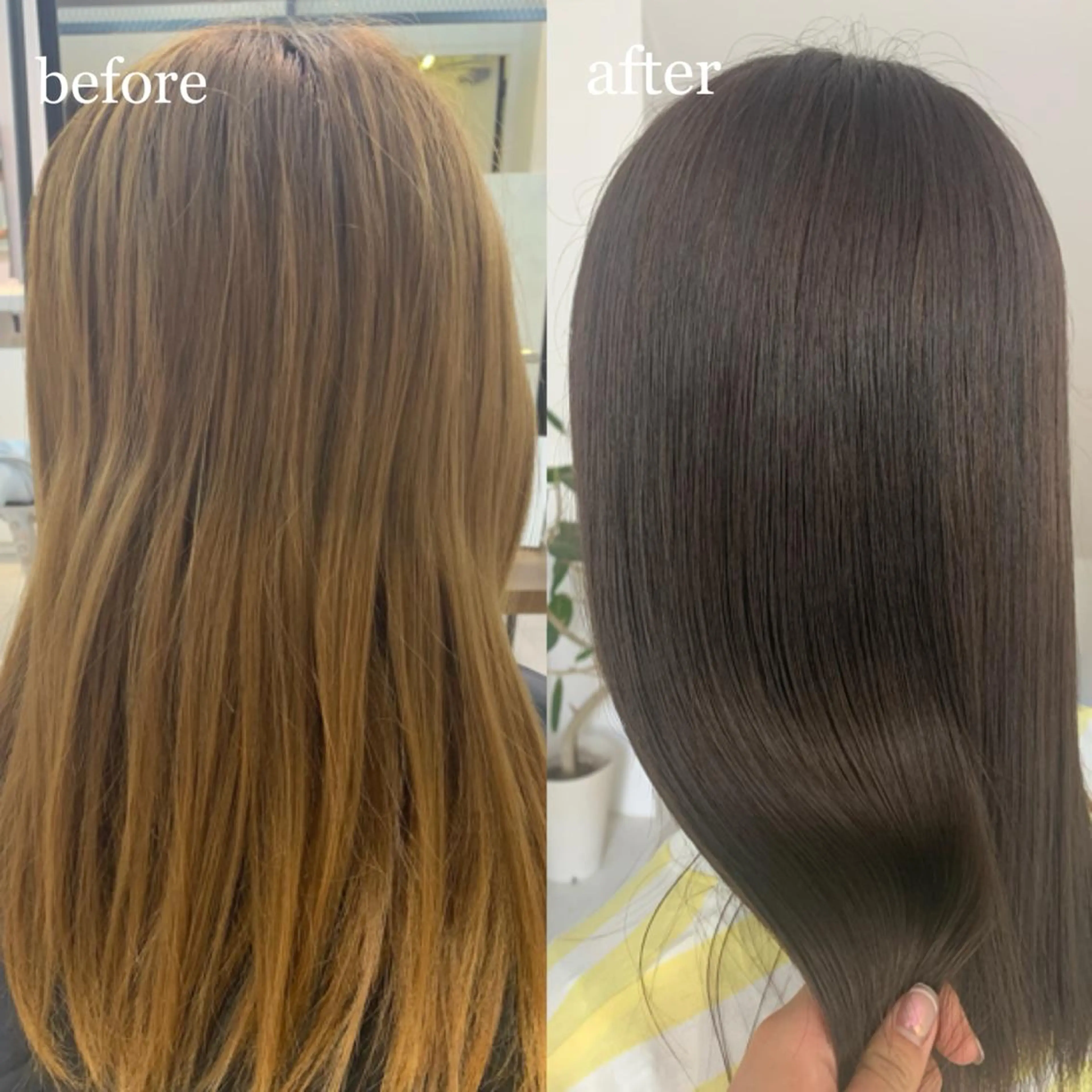 セミロング カラー 髪質改善 トリートメント ヘアカラー トリートメント Kureha/ネイル レイヤー/酸性縮毛のヘアスタイル