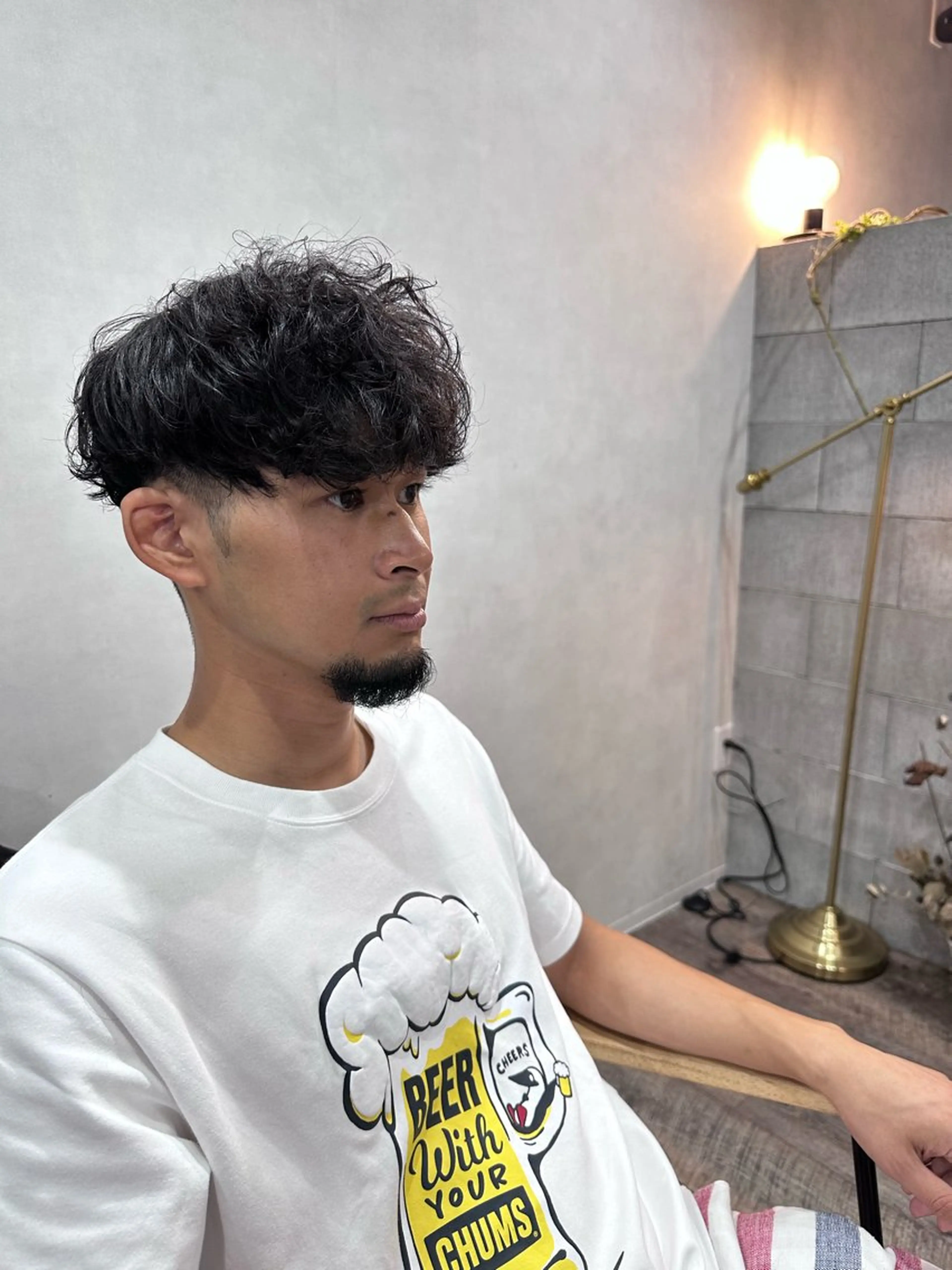 ショート パーマ メンズ スペインカール 垂門 真吾のヘアスタイル