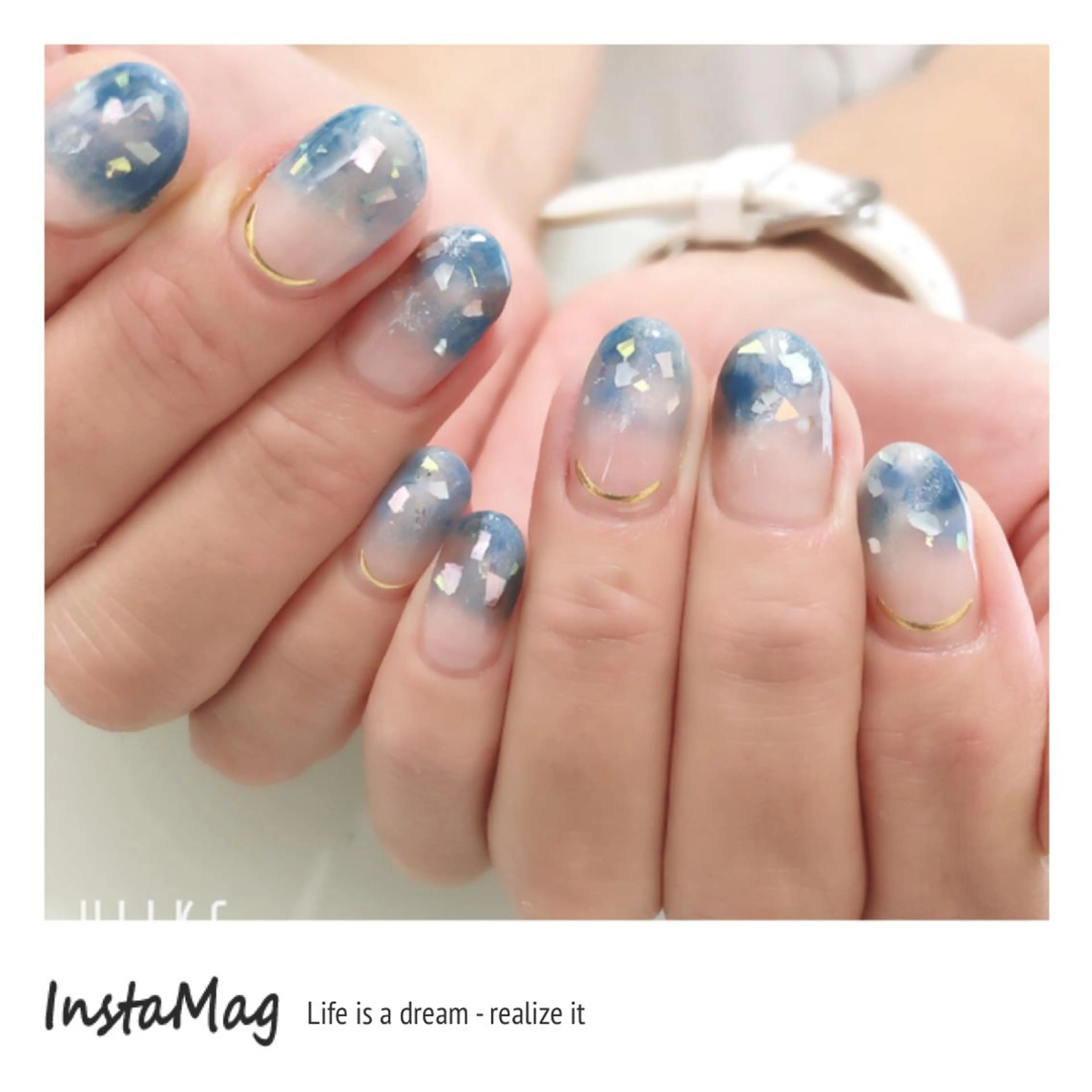 ネイル ブルー ジェルネイル ミラーネイル スカルプネイル Azulsou 廣川愛のネイルデザイン