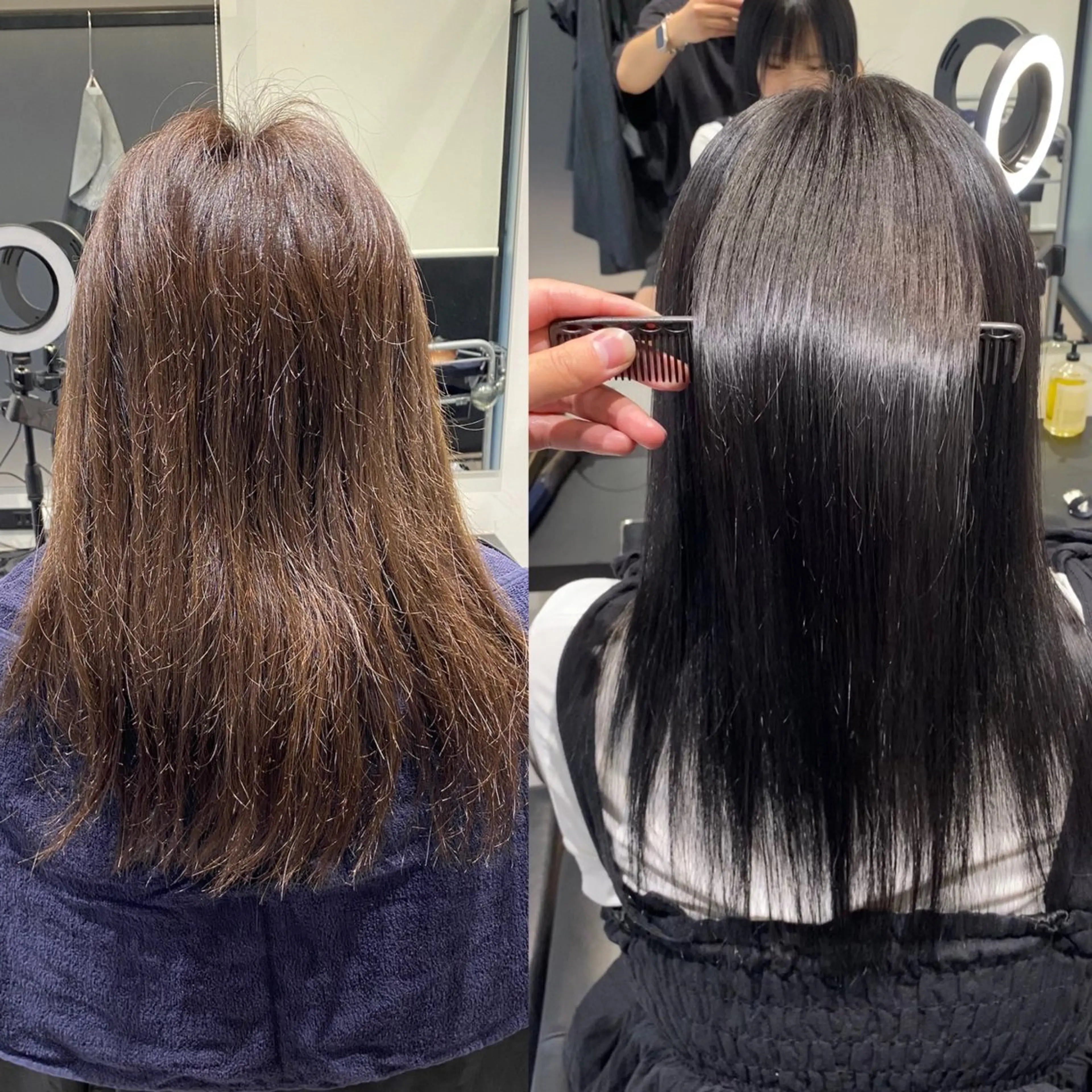 ミディアム ヘアカラー トリートメント 髪質改善水素TR× レイヤーカット/熊澤のヘアスタイル
