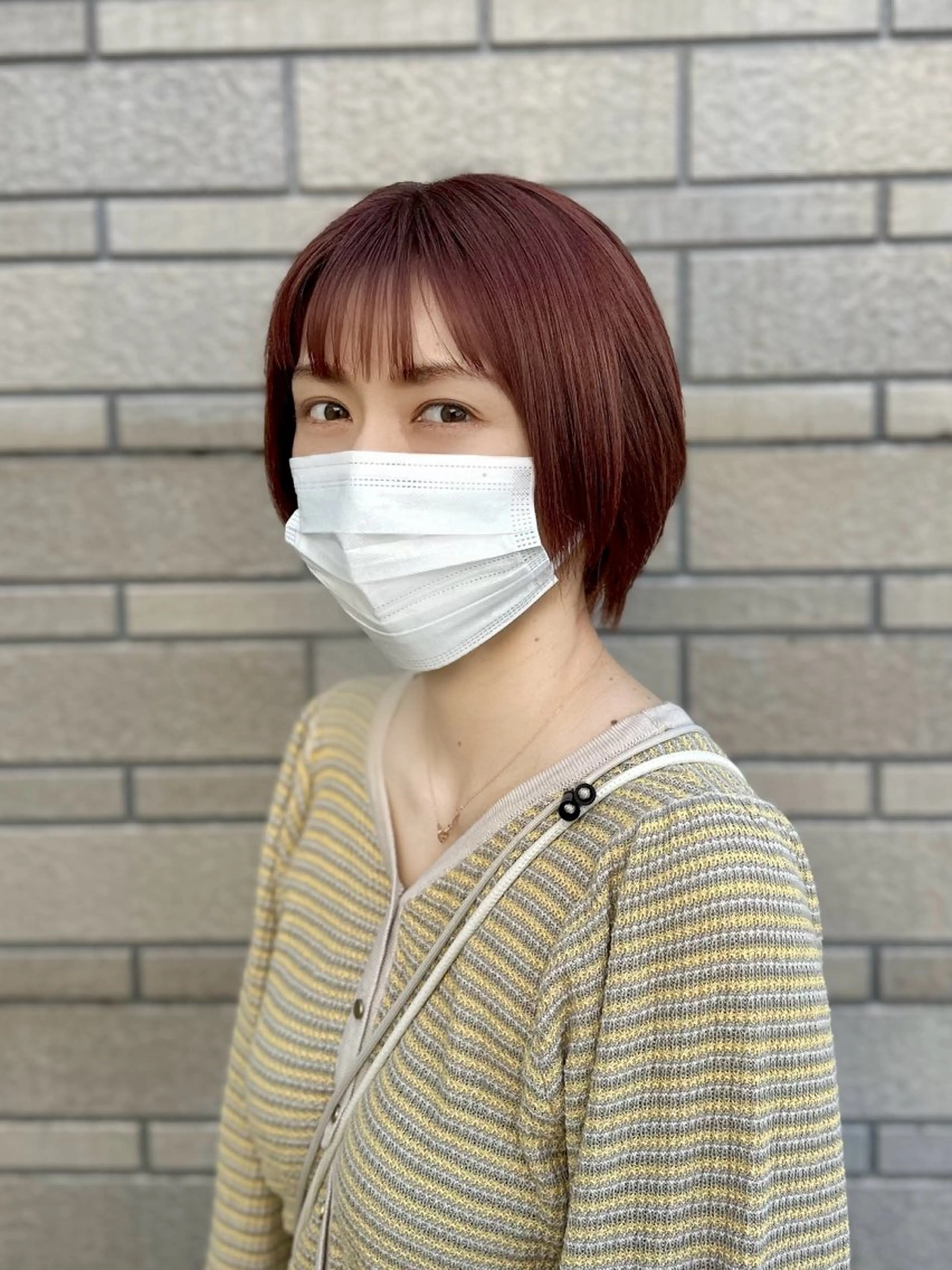 ショート カラー ブラウンカラー ピンクカラー ピンクブラウン ボブ ショートヘア ヘアカラー 美容室　アンジュ　みやき店所属・田中 純平のヘアスタイル