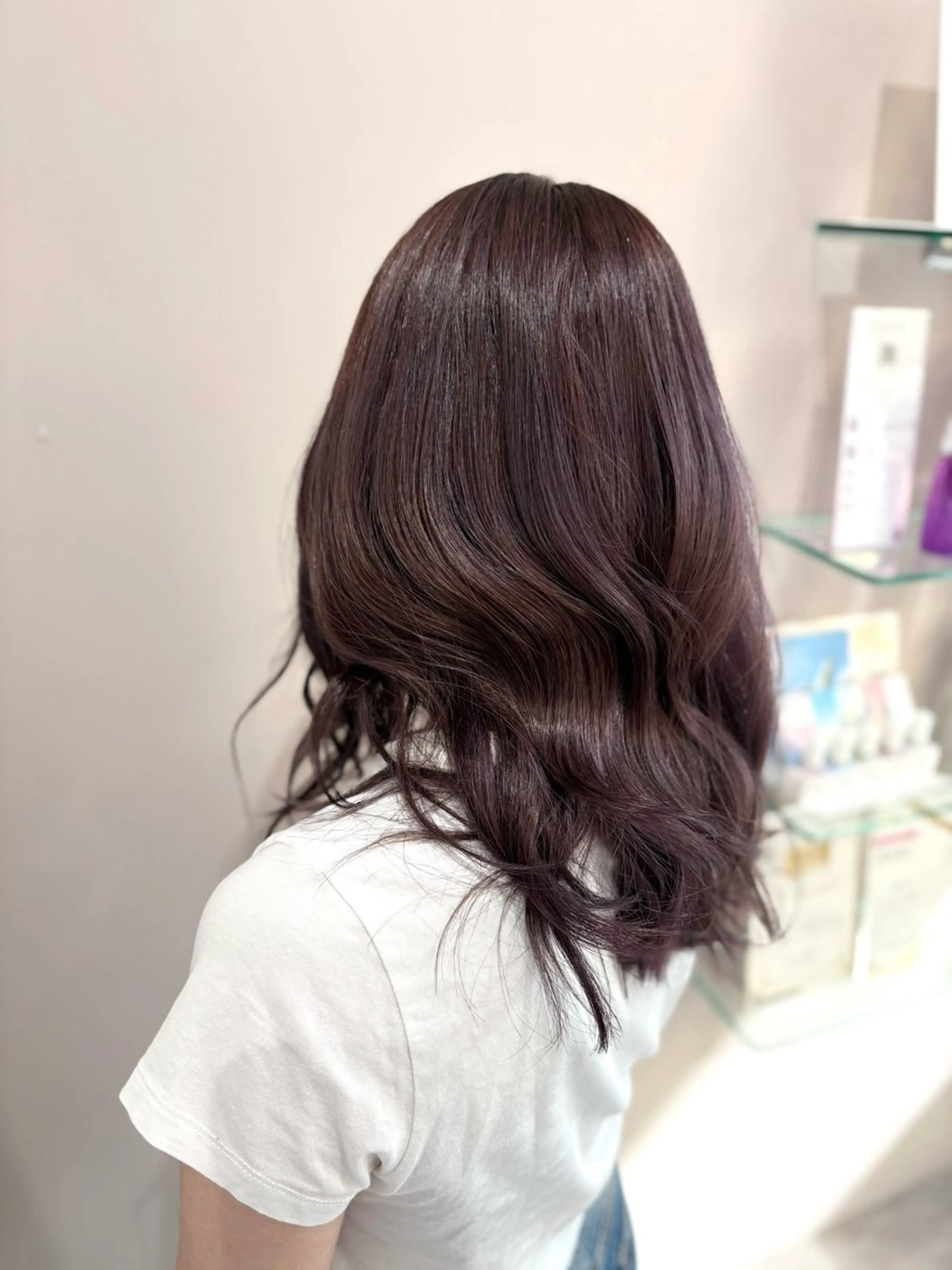 セミロング ヘアカラー トリートメント ✨韓国風レイヤー/ くびれ巻き🖤　りくのヘアスタイル