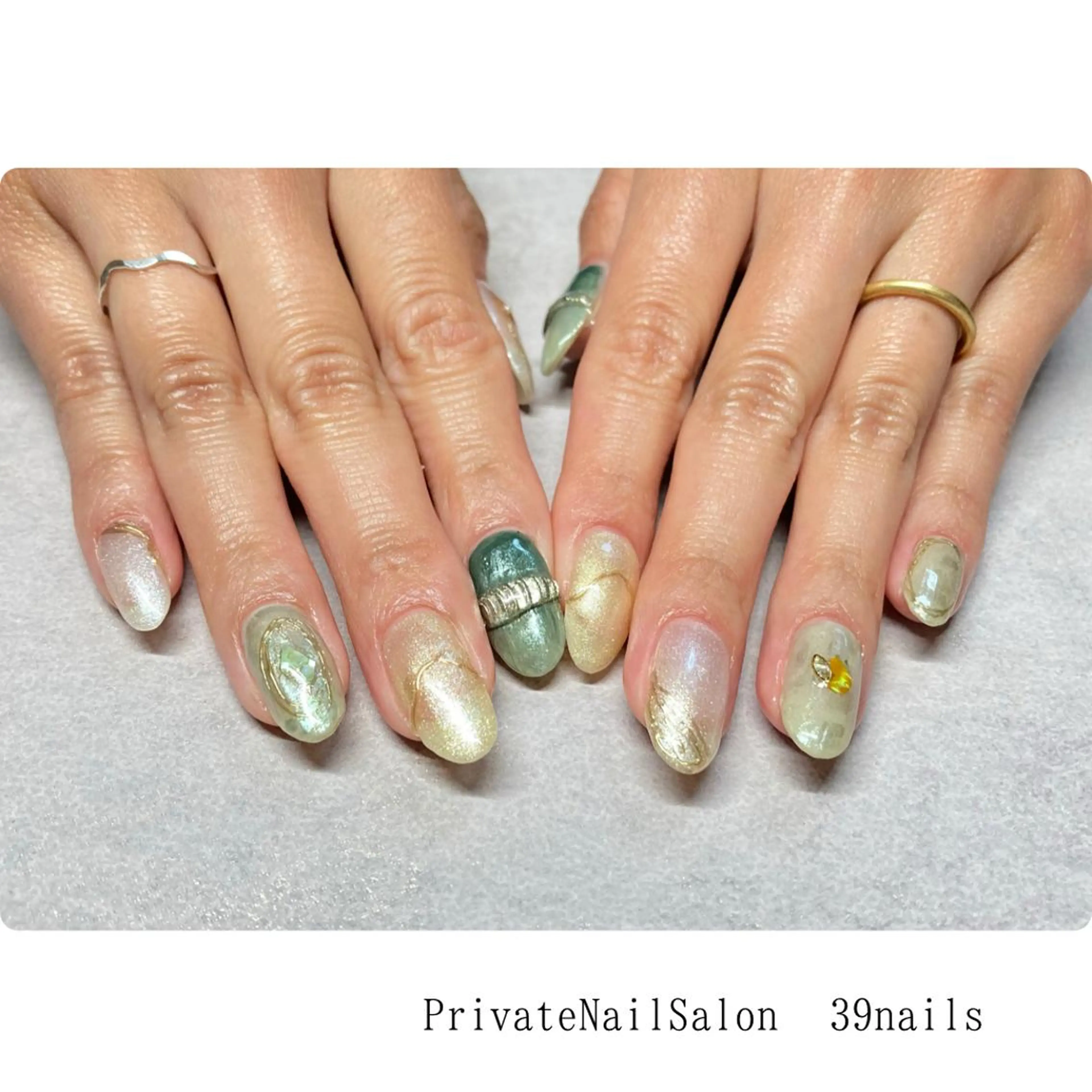 ネイル アートネイル ミラーネイル 持ち込み ニュアンスネイル 39-nails EharaMikuのネイルデザイン