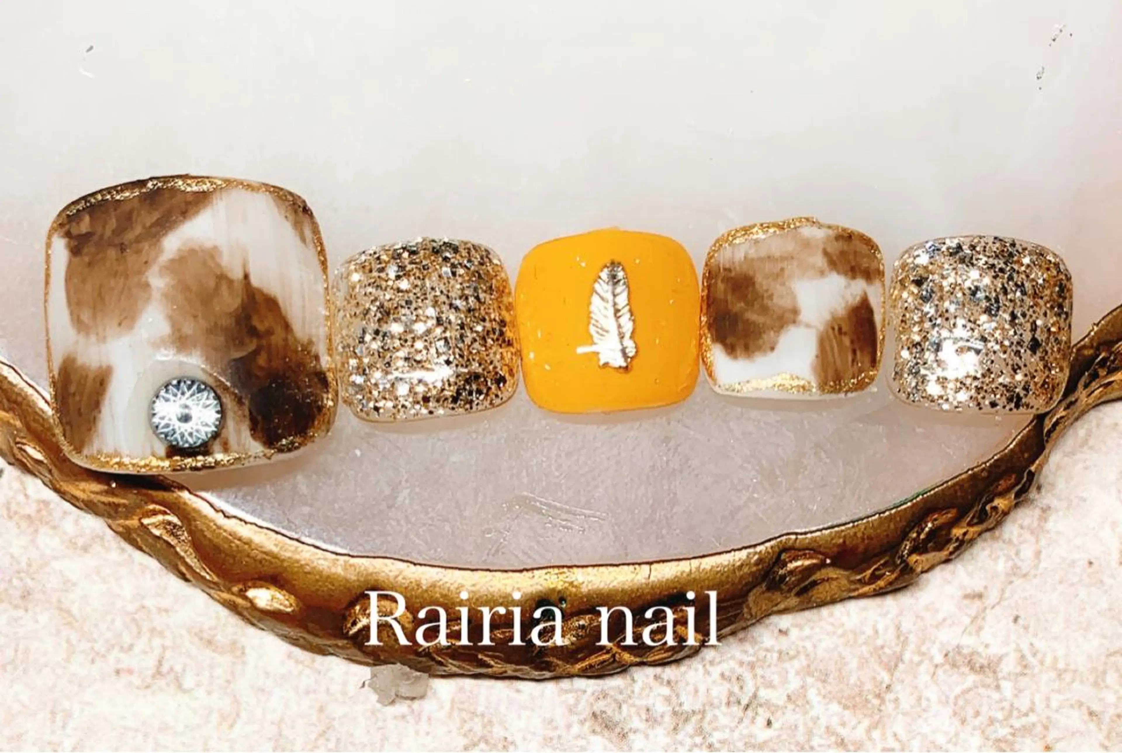 ネイル アートネイル カジュアル フットネイル ジェルネイル キラキラネイル Rairia nail本八幡店のネイルデザイン