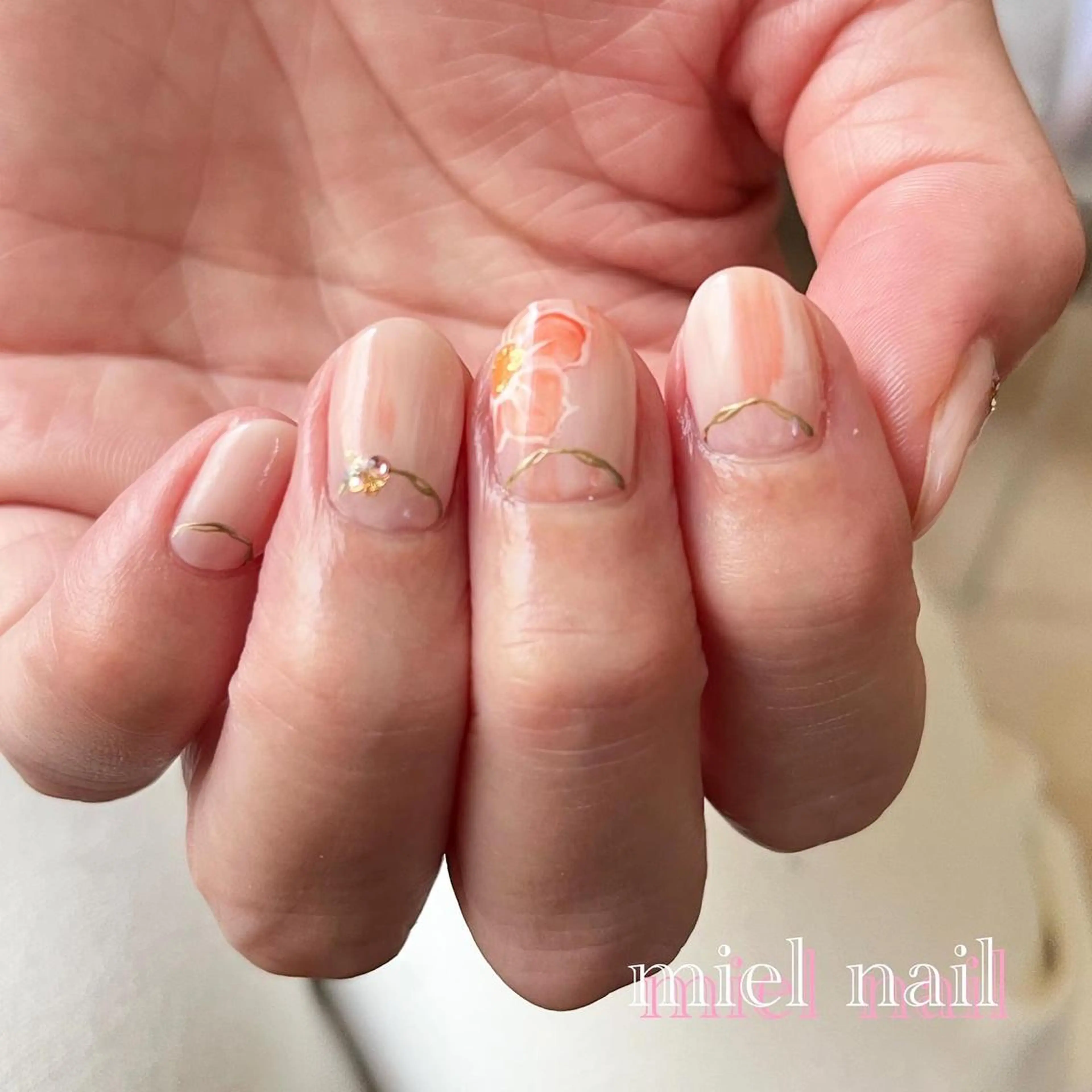 ネイル ピンク 夏ネイル ハンドネイル miel nailのネイルデザイン