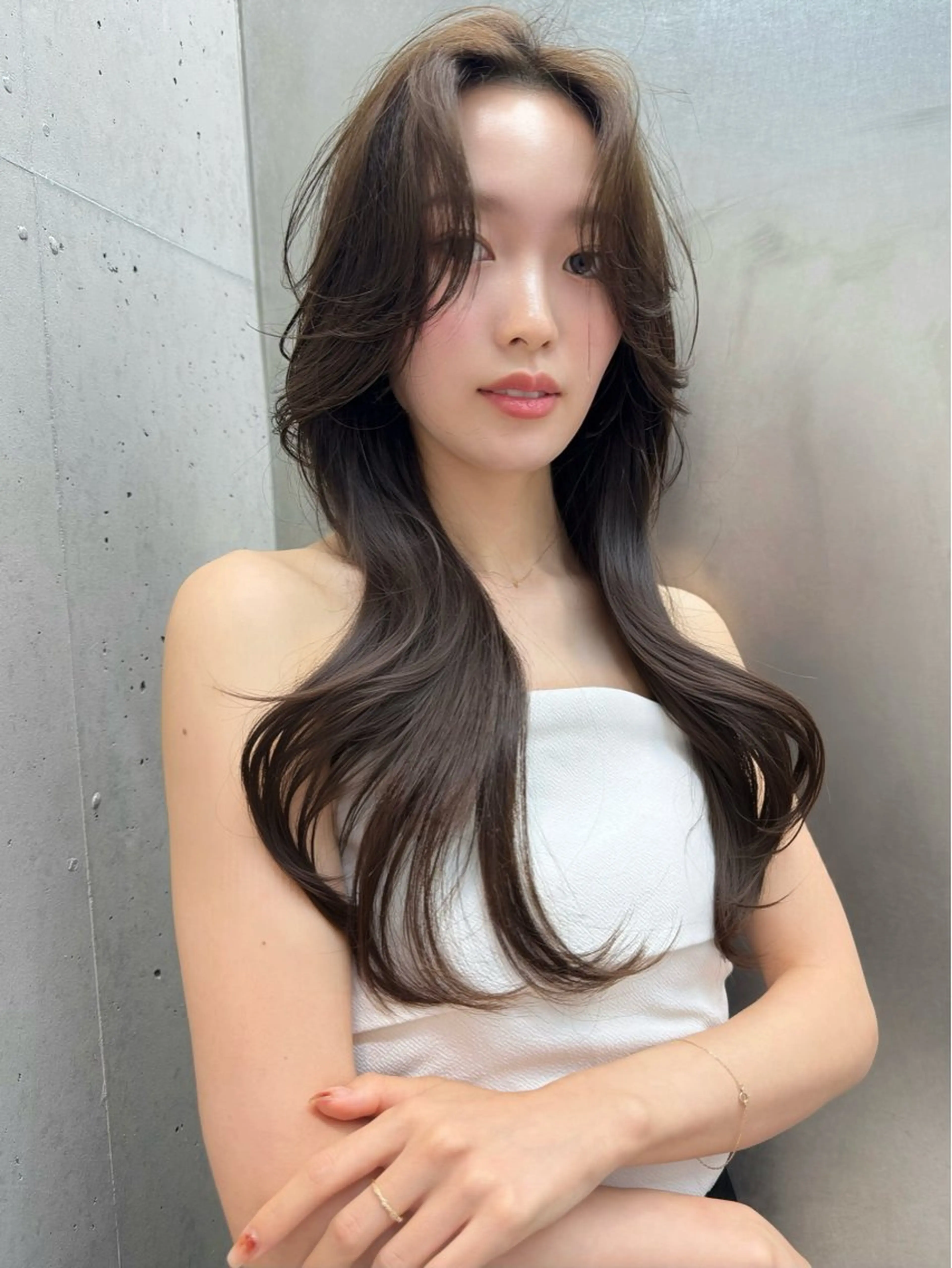 ロング 髪質改善 韓国風ヘア レイヤーカット ロング トリートメント カット ヘアカラー トリートメント SOYON nanamiのヘアスタイル