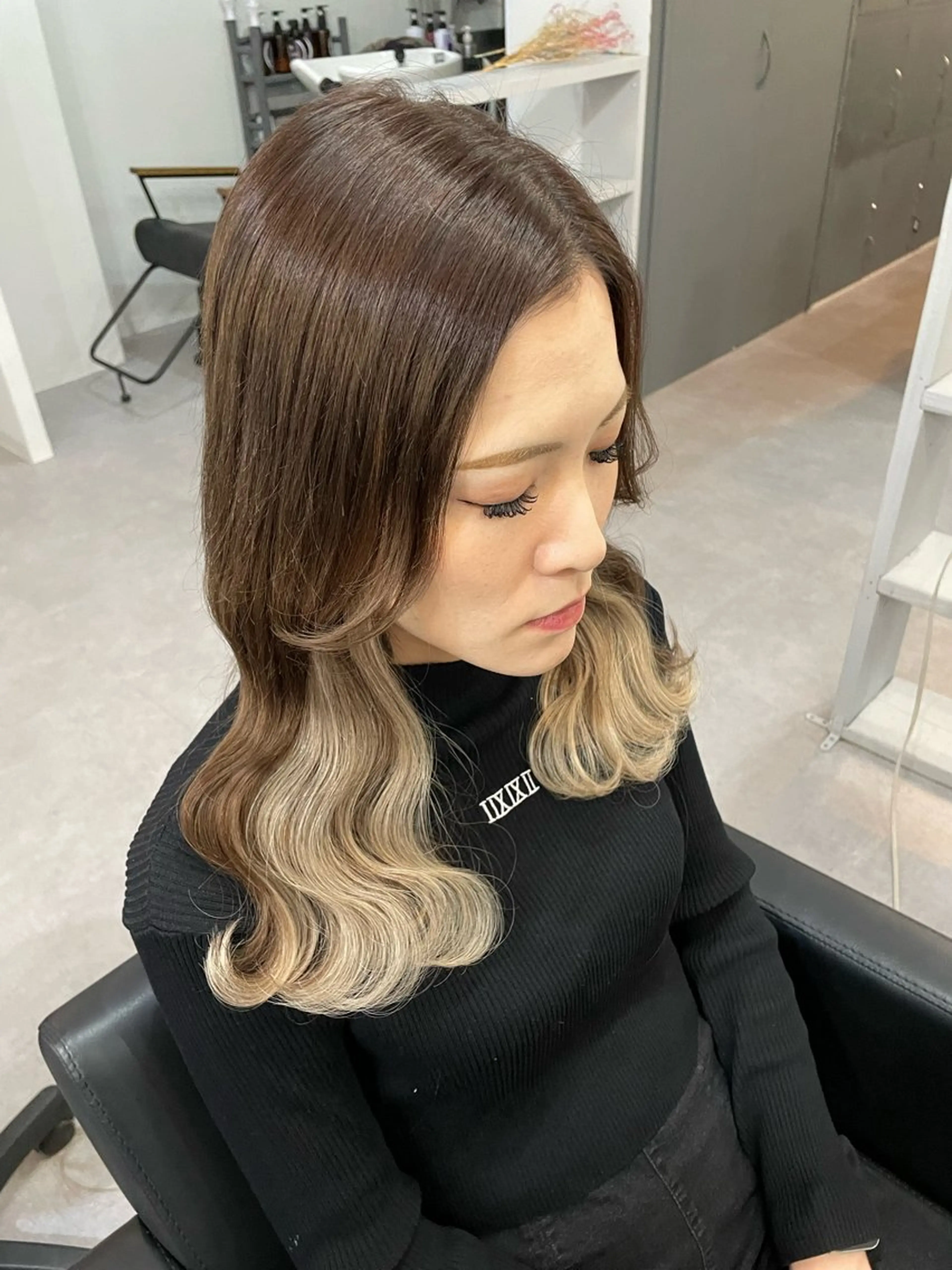 セミロング カラー エクステ ヘアカラー エクステ Cielro【 シェイロ 】所属・Cielro/ダブル カラー/西田咲希のヘアスタイル