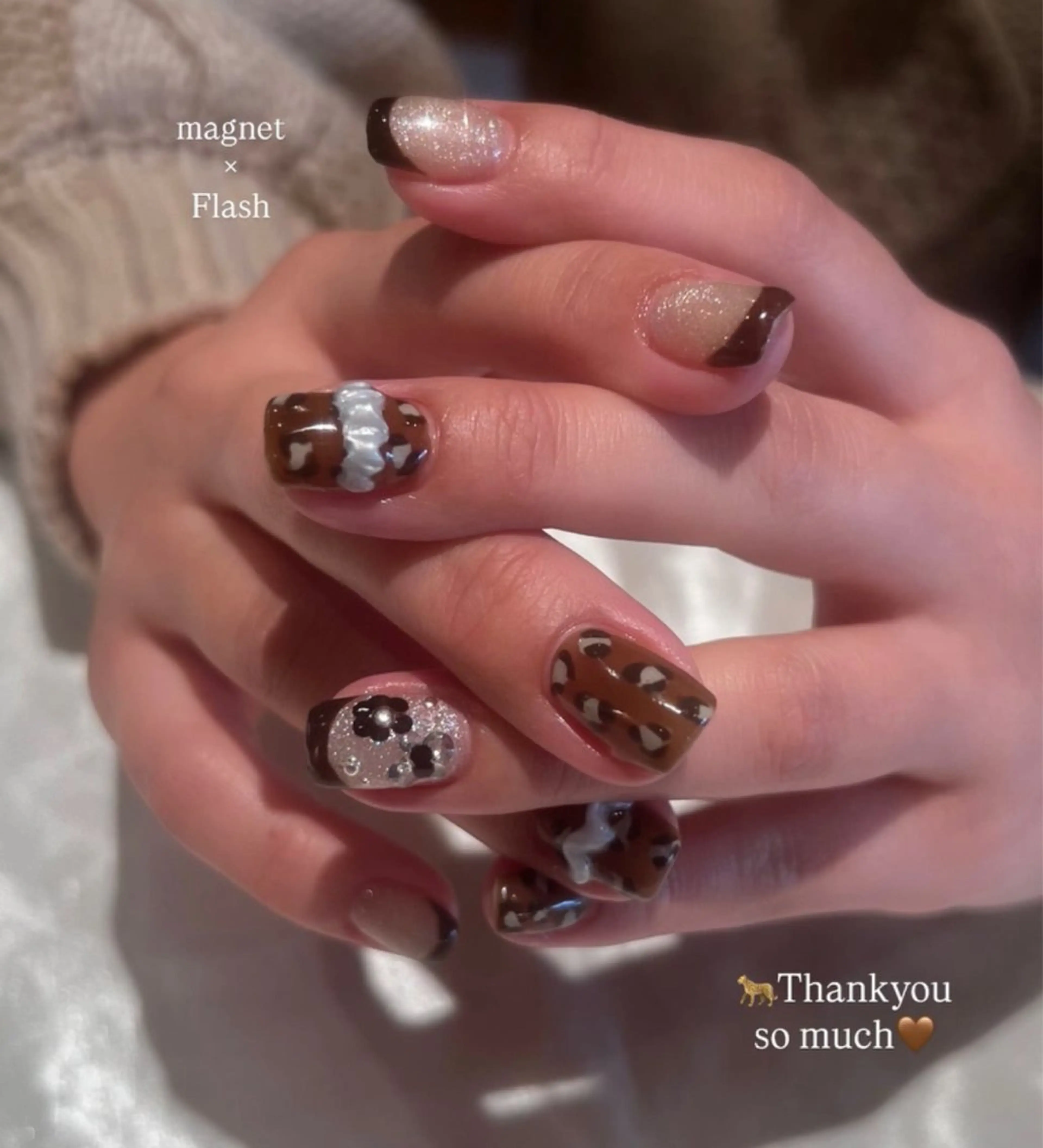 ネイル フレンチネイル マグネットネイル ハンドネイル ウエチ ノリカ🐸のネイルデザイン