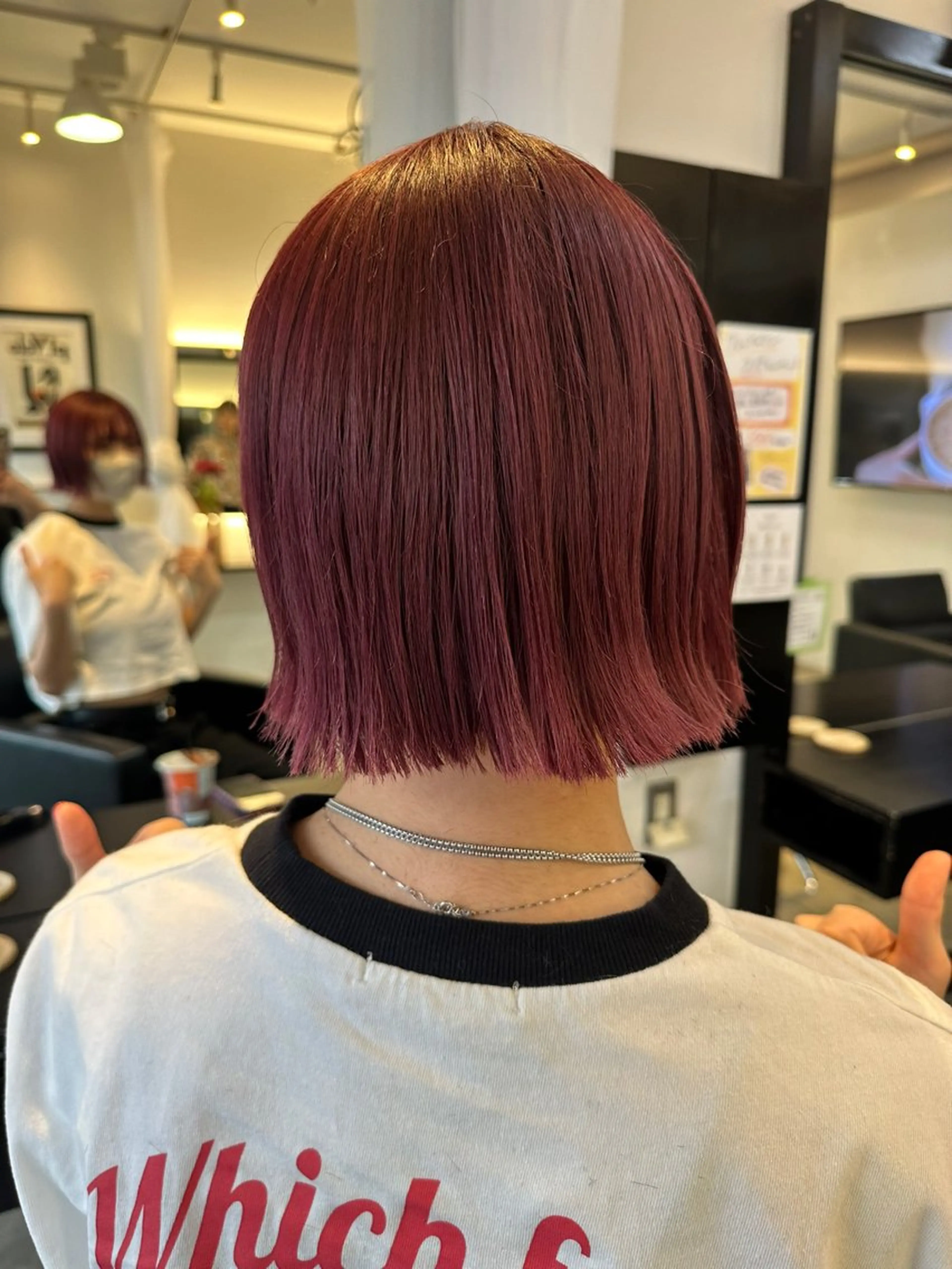 カラー 切りっぱなしボブ ピンクカラー ボブ カット ヘアカラー CLALASugit a🌱山本一葉🌱のヘアスタイル