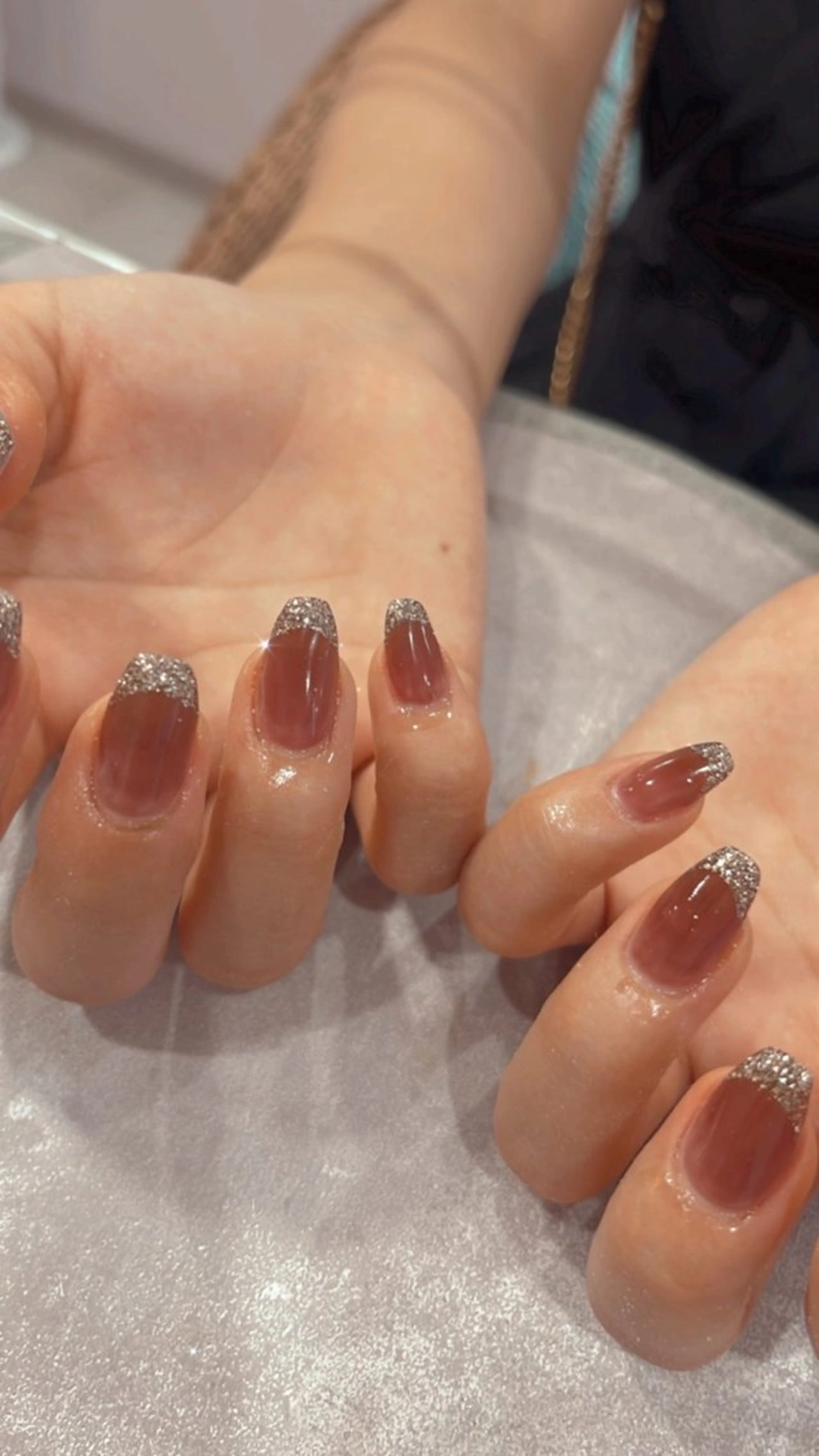 ネイル フレンチネイル ラメ(グリッター) ワンカラーネイル wooone所属・wooone nail.rieのネイルデザイン