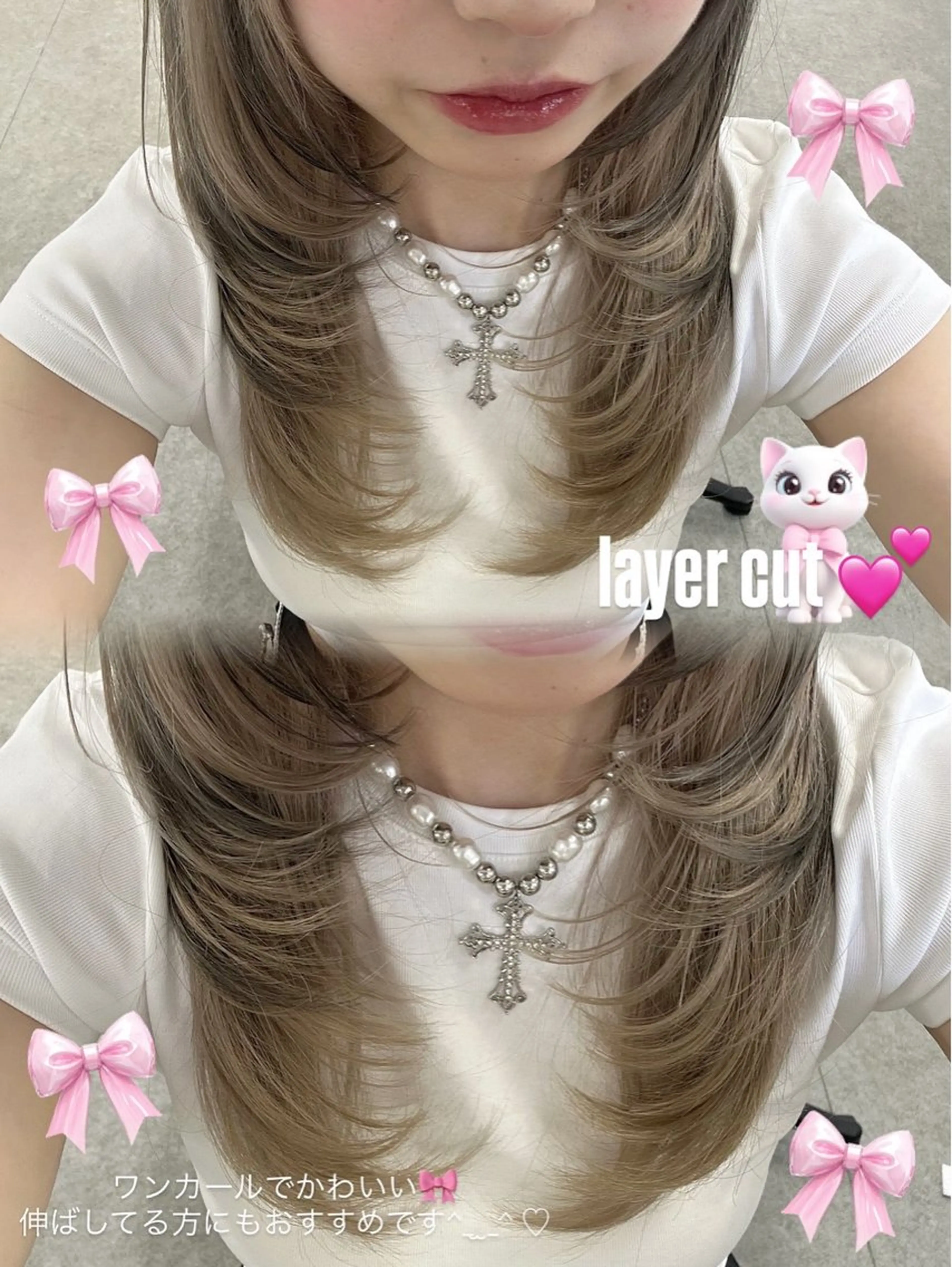セミロング カット 透ける透明感カラー 🩶anju🪽ྀིのヘアスタイル