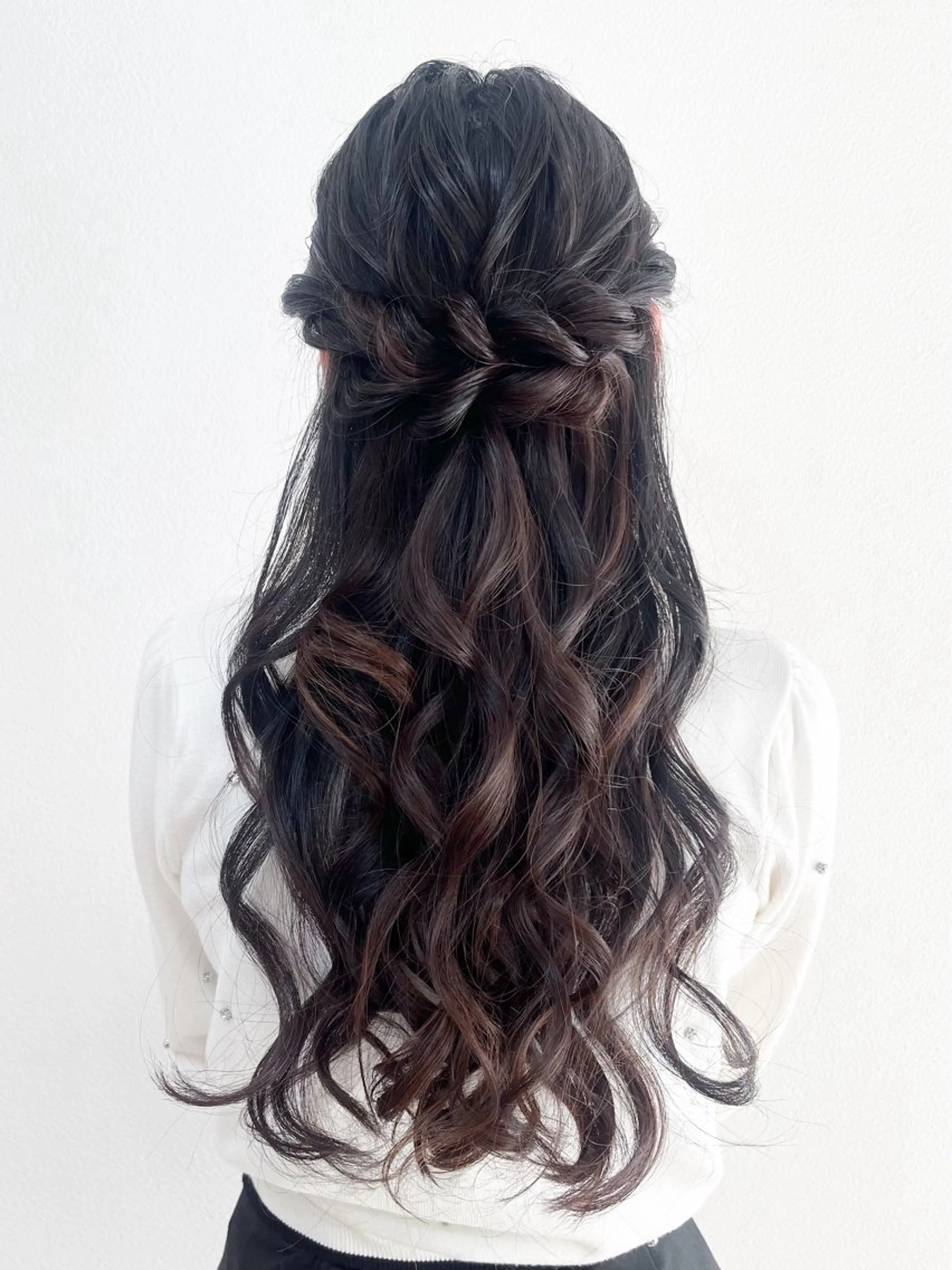 ロング ヘアアレンジ ハーフアップ ヘアセットサロン /上坪愛美のヘアスタイル