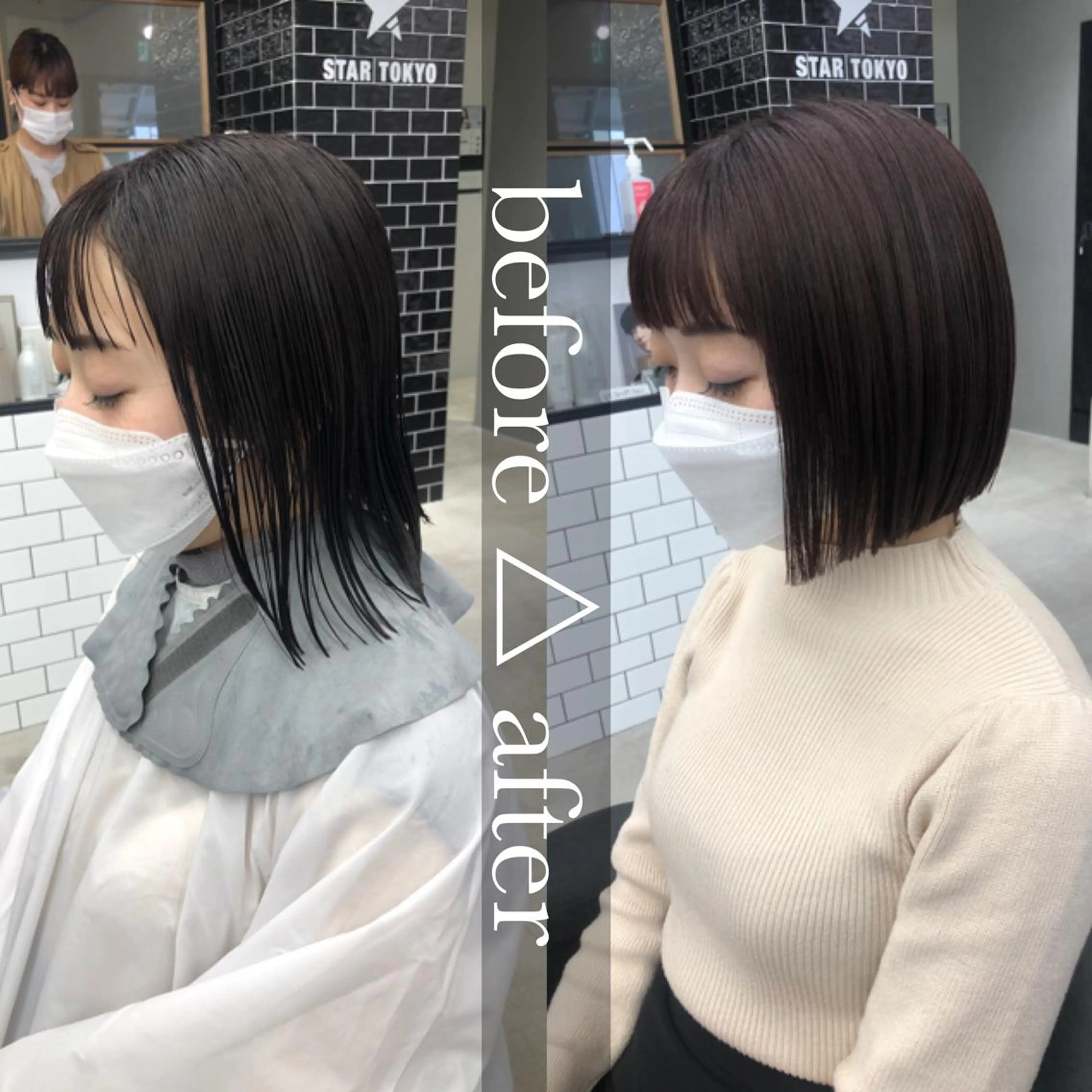 ショート ボブ カット 🌼渋谷韓国ヘア 桑尾幸奈🌼のヘアスタイル