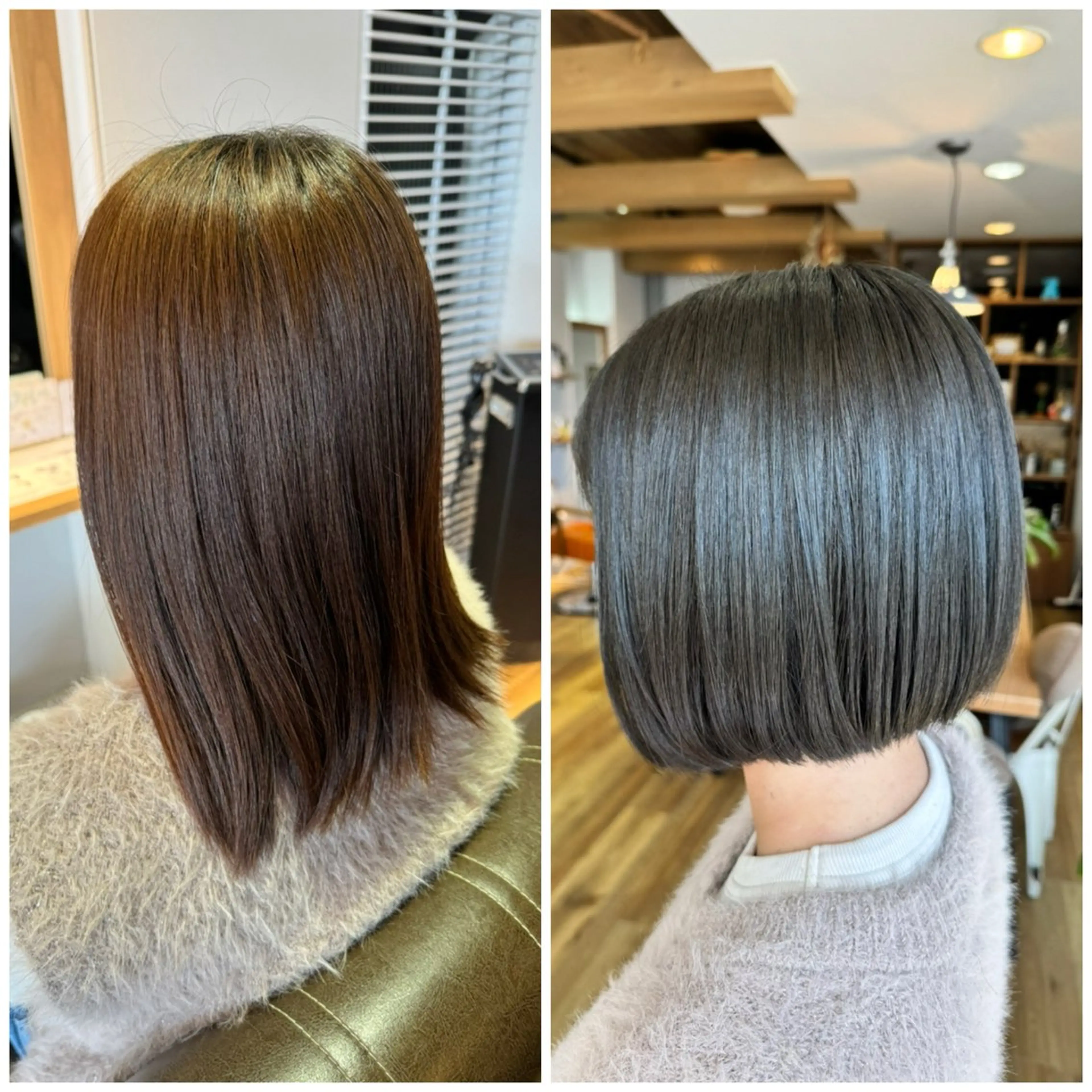 セミロング カラー グレージュ オリーブグレージュ オリーブグレー ヘアカラー トリートメント ツキダテ ユイのヘアスタイル