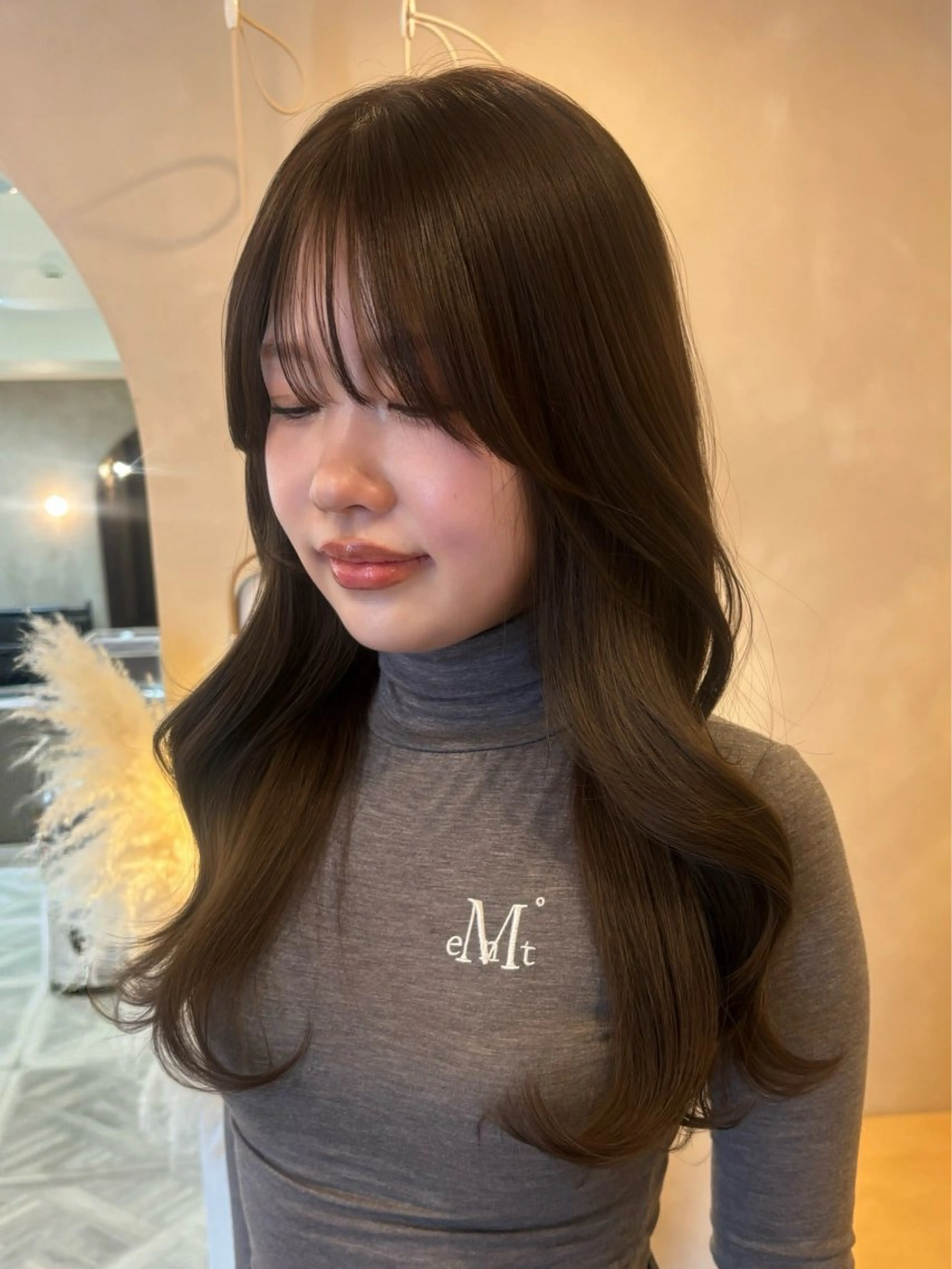 セミロング カラー カット ヘアカラー トリートメント 暖色/ミルクティー/ レイヤー/yuriaのヘアスタイル