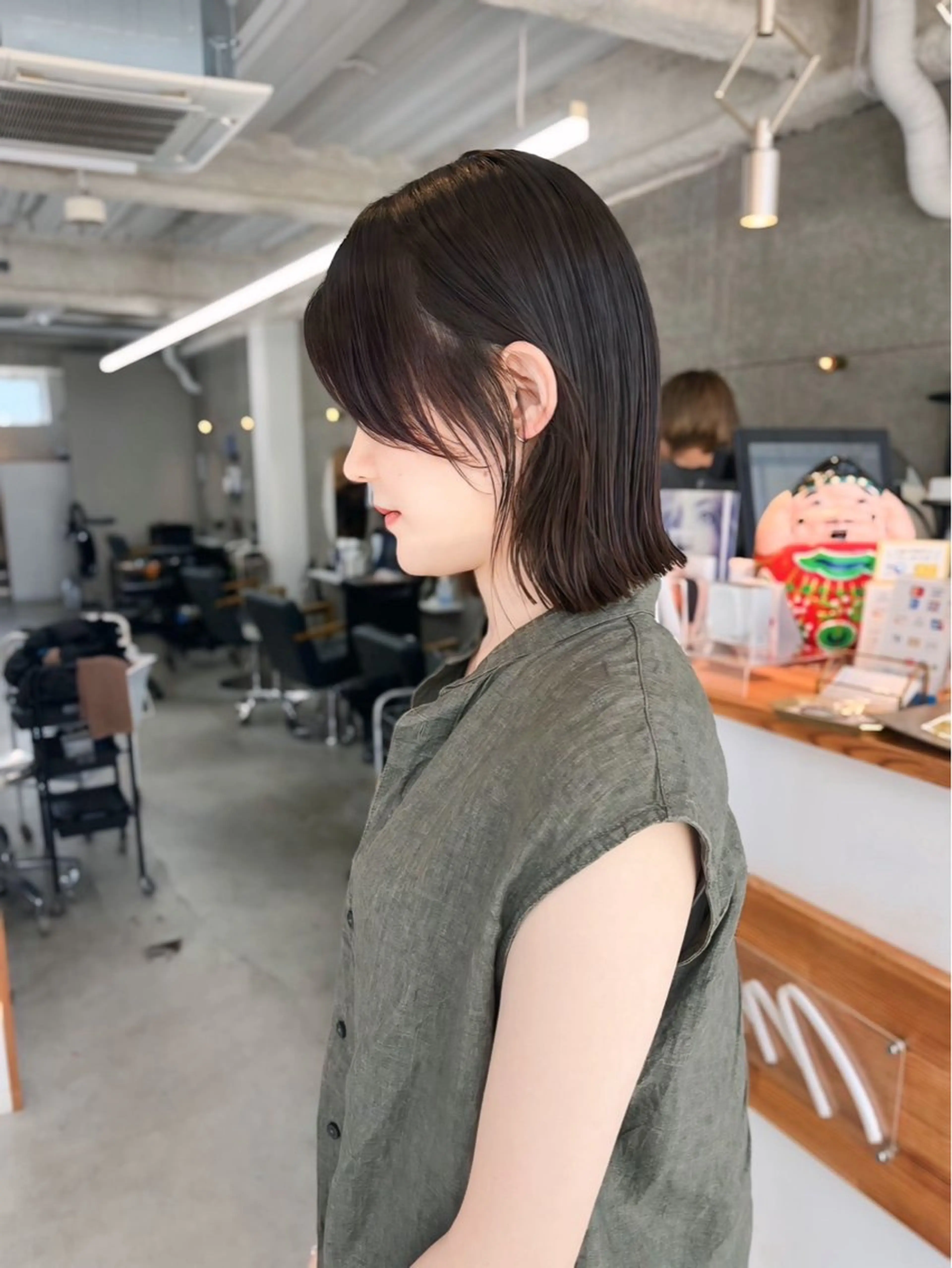 ミディアム 切りっぱなしボブ ボブ 顔周りカット カット Merci Ayumiのヘアスタイル